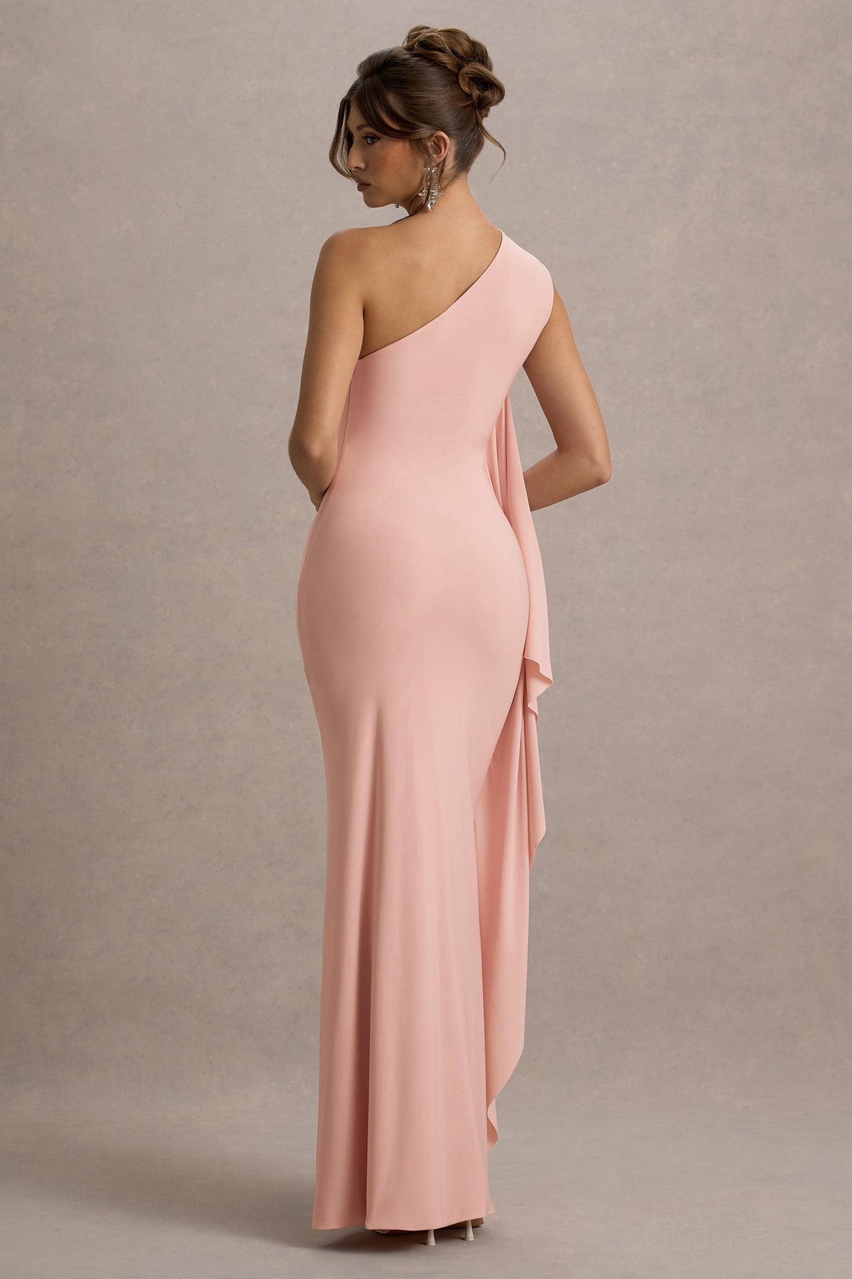 Adelina | Rosa One-Shoulder-Maxikleid mit Drapierung