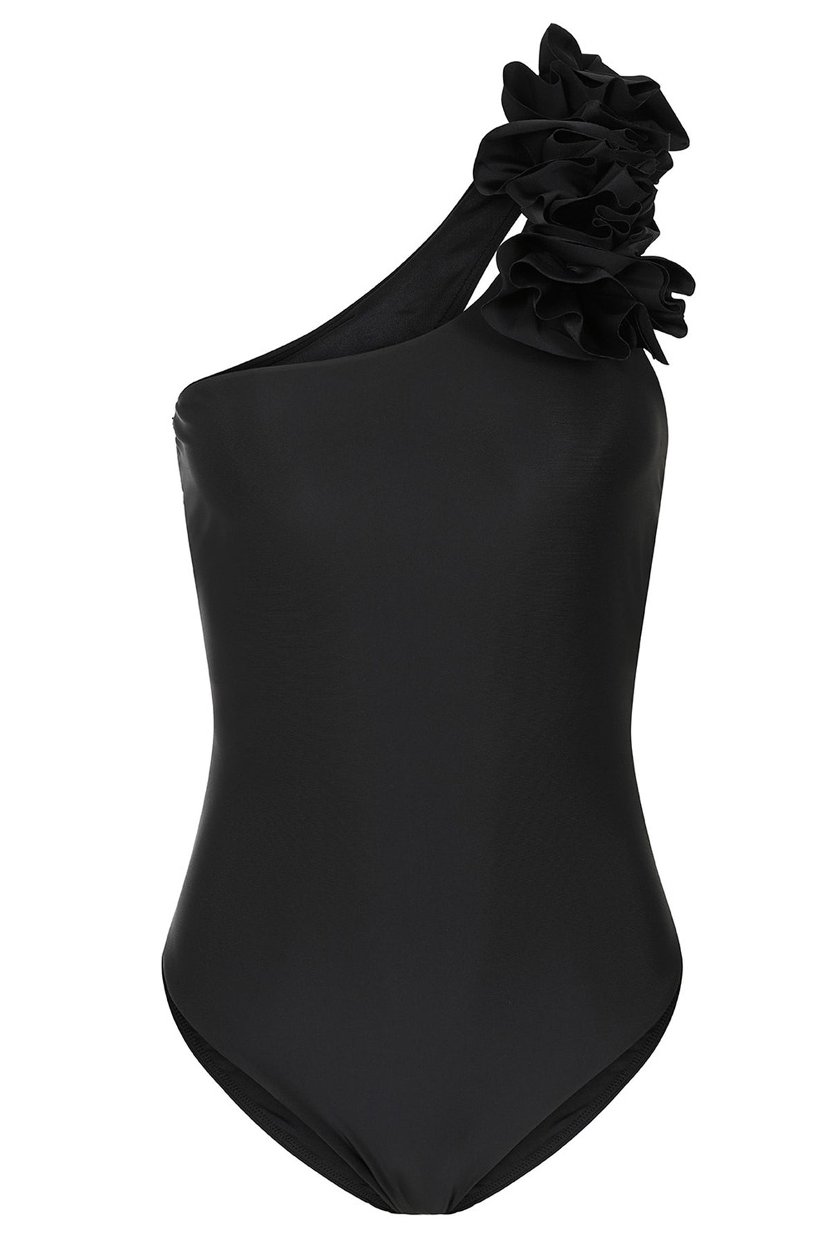 Octavias | Schwarzer One-Shoulder-Badeanzug mit Blumenmuster