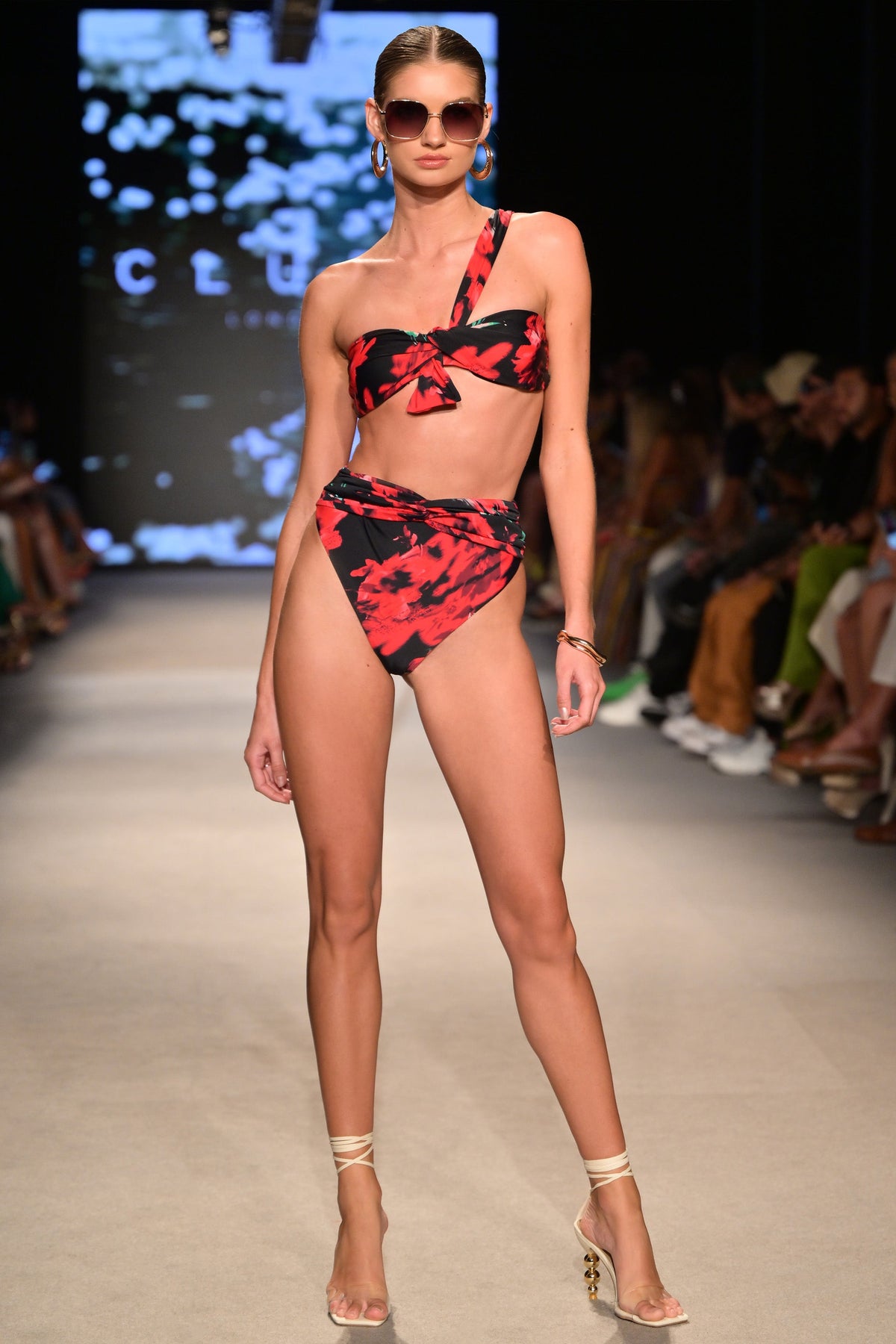 High Tide | Mehrfarbige High-Waist-Bikinihose mit Twist-Front