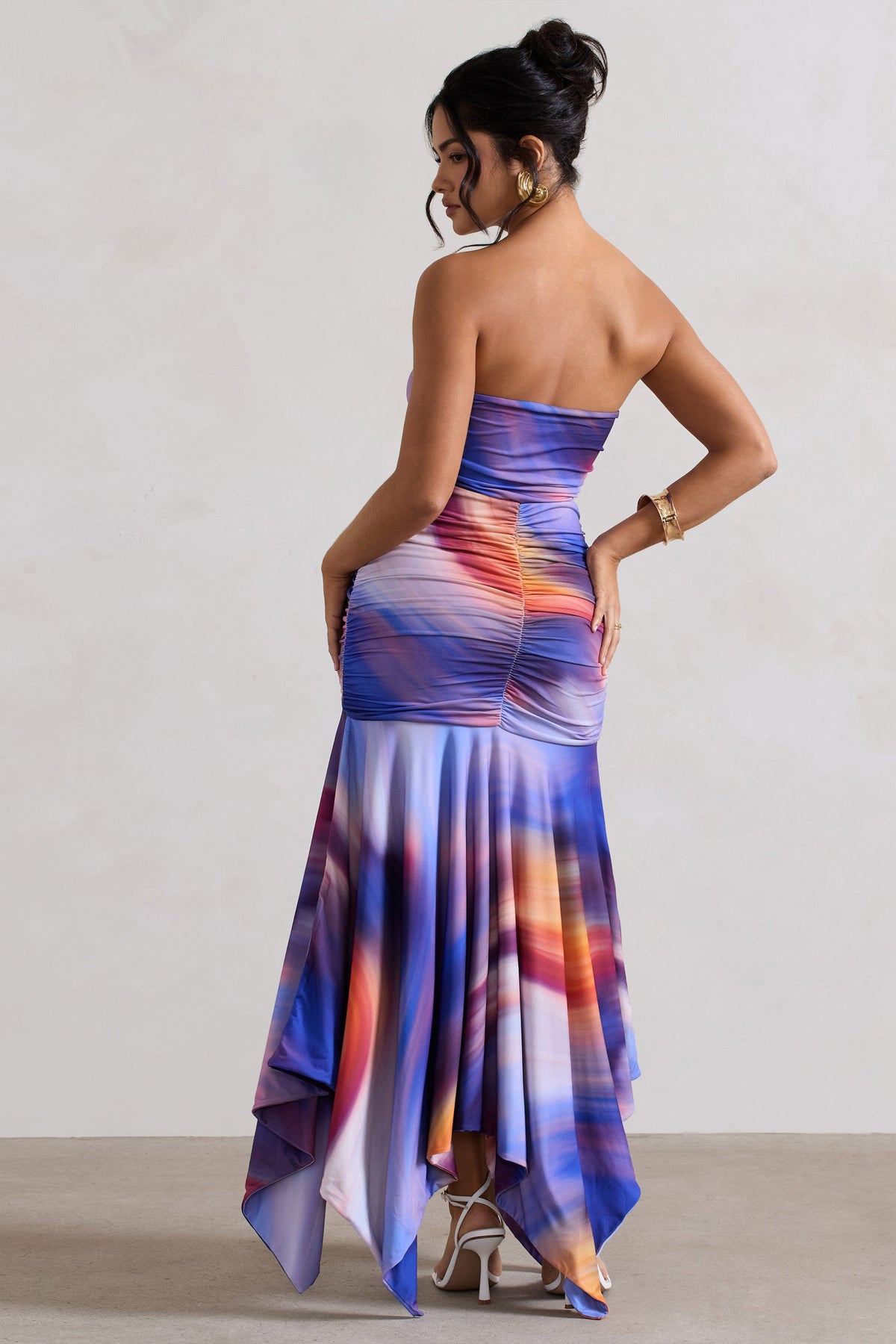 Florianne | Ombre-Midikleid mit Raffung und Bandeau-Ausschnitt