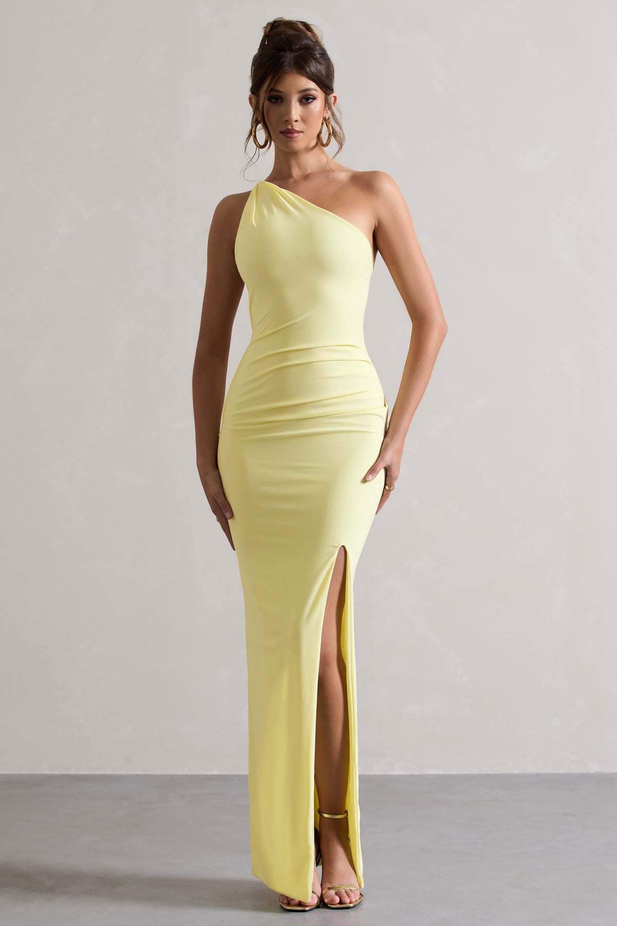 Dressing Up | Gelb Maxikleid mit einer Schulter und Rückendetail