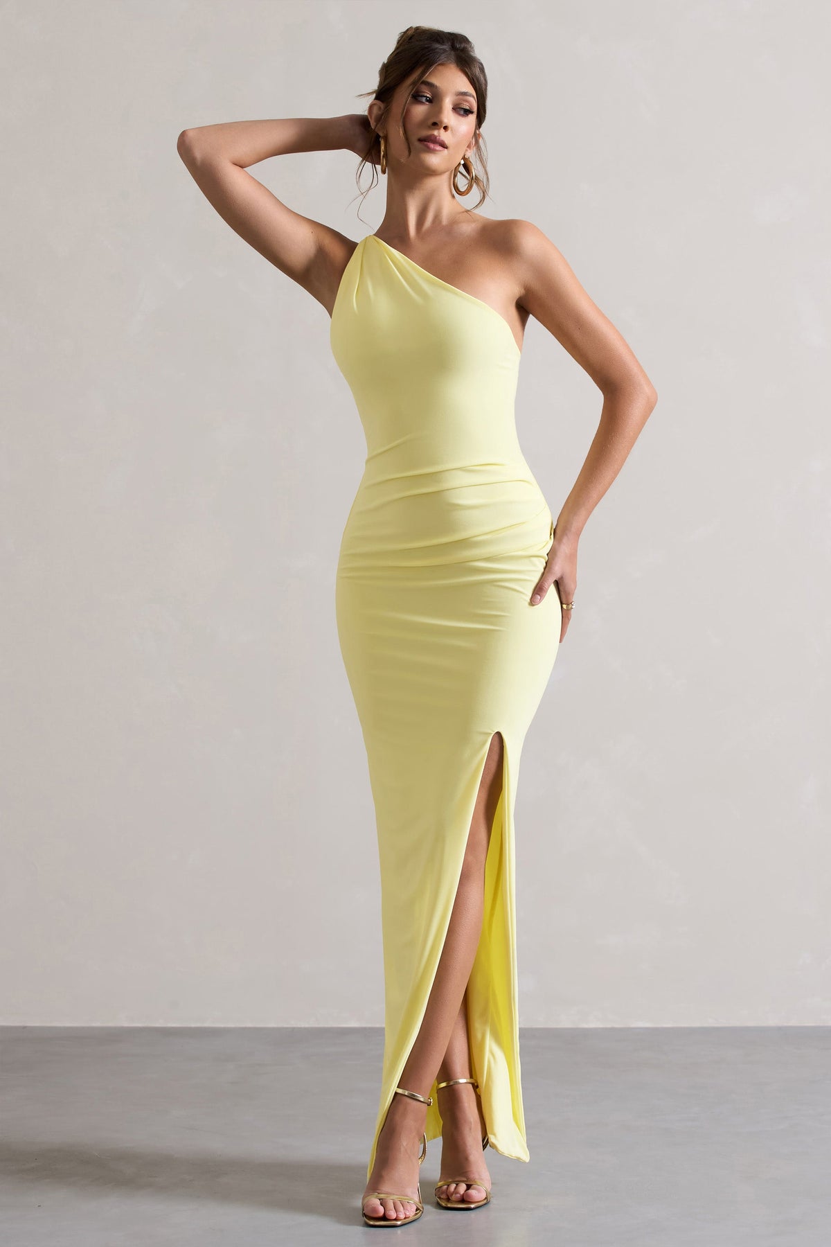 Dressing Up | Gelb Maxikleid mit einer Schulter und Rückendetail
