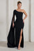 Romi | Schwarzes Ein-Schulter-Maxikleid mit Twist-Design