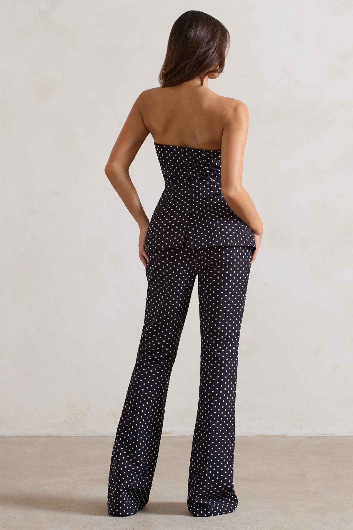 Kehlani | Schwarze Polka-Dot-Hose mit hohem Bund und weitem Bein