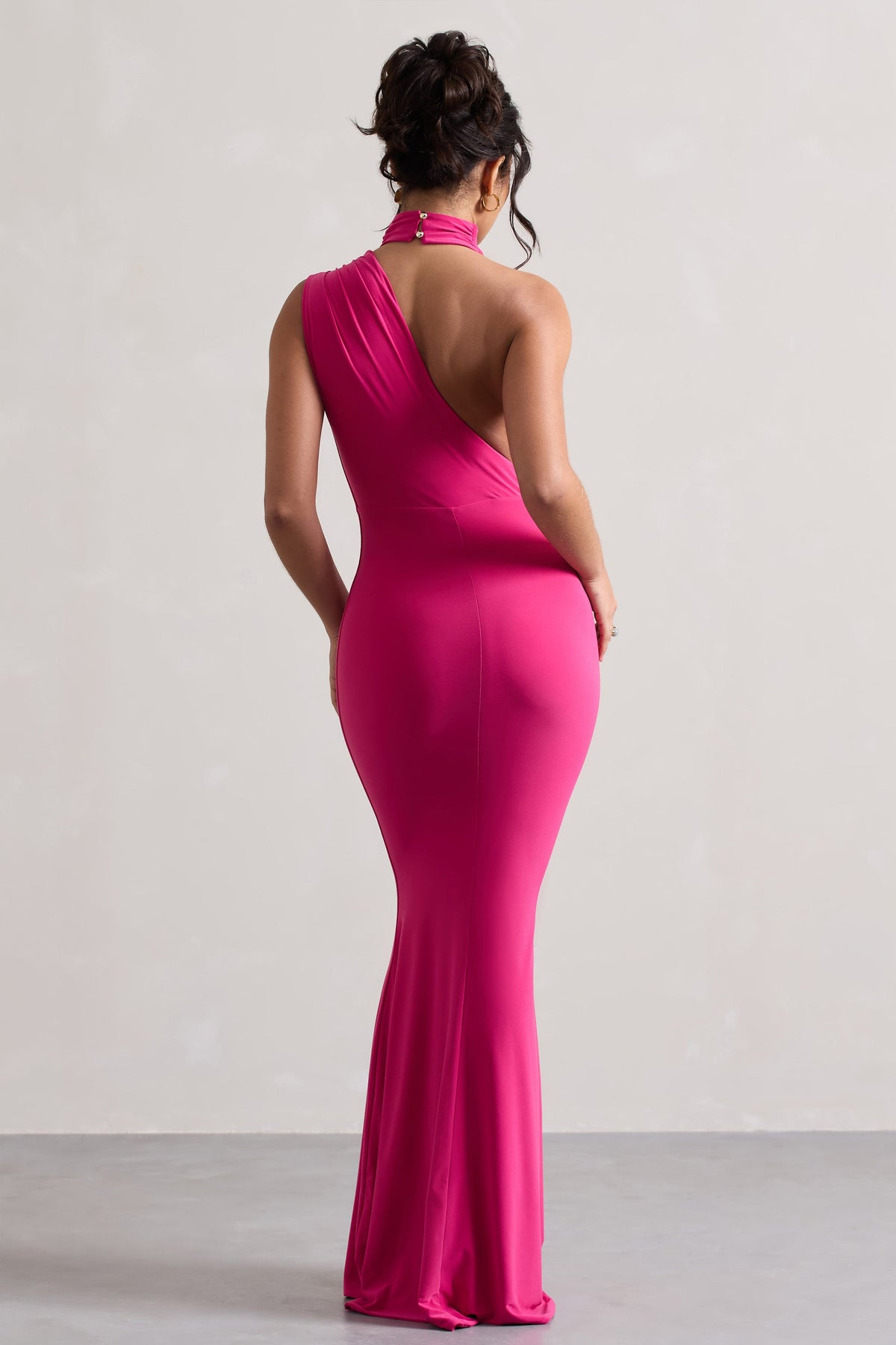 Capucine | Rosa Ein-schulter-Drapiertes Maxikleid