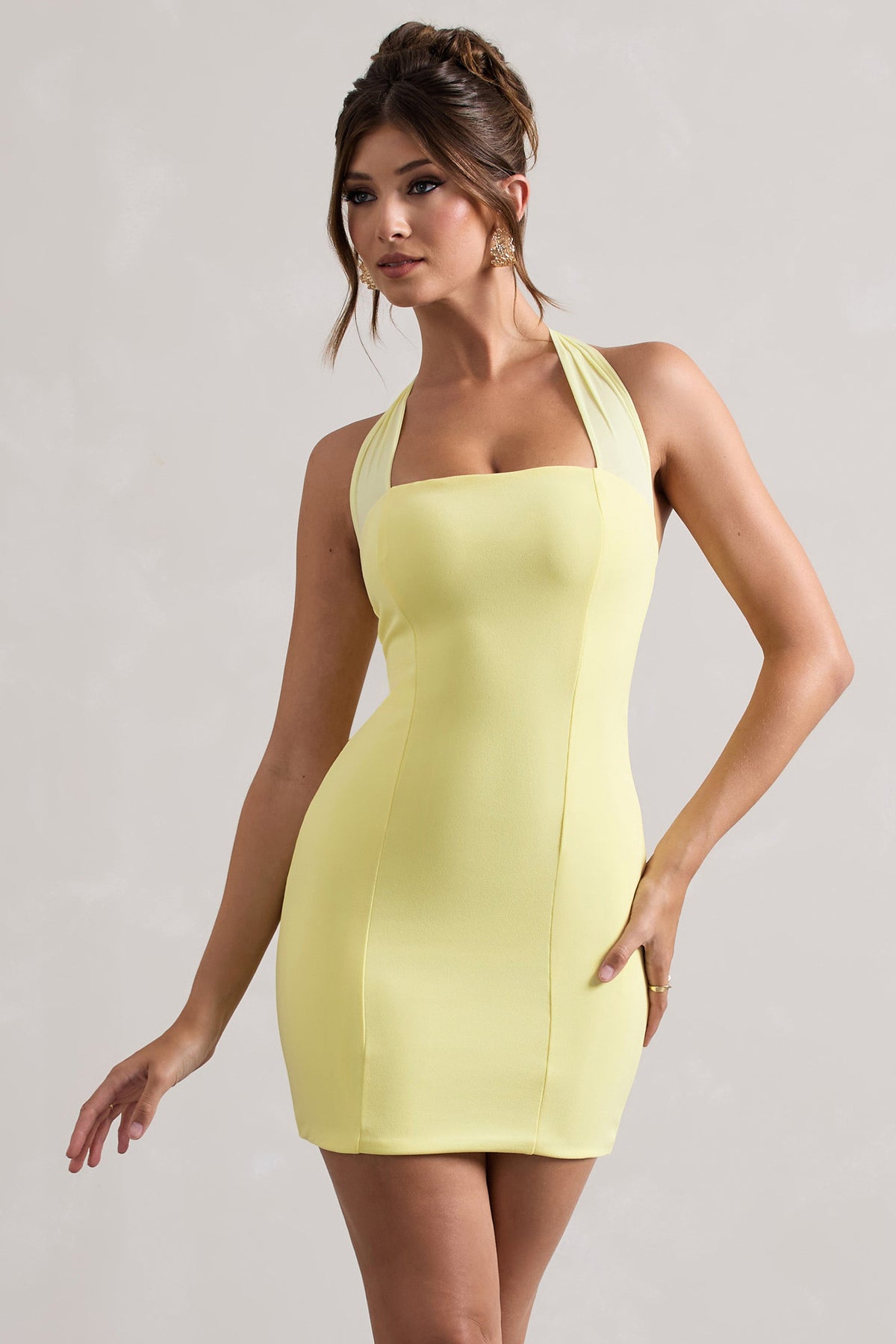 Soul | Zitronengelbes Bodycon-Minikleid mit Neckholder