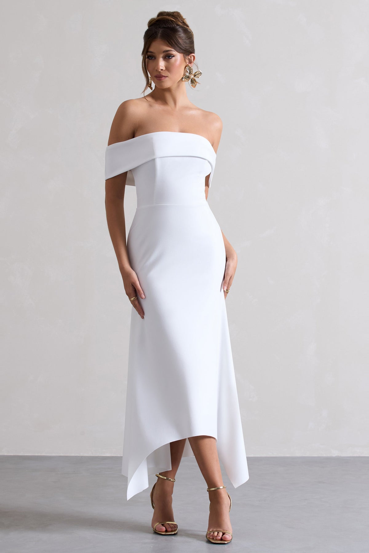 Windsor | Weißes Bardot-Midikleid
