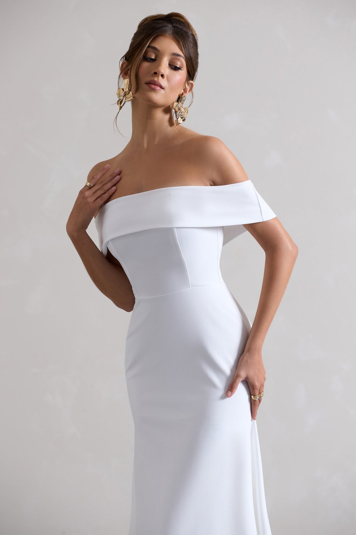 Windsor | Weißes Bardot-Midikleid