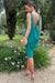Caught Up | Türkises Midikleid mit eckigem Ausschnitt, offenem Rücken und Cape-Detail