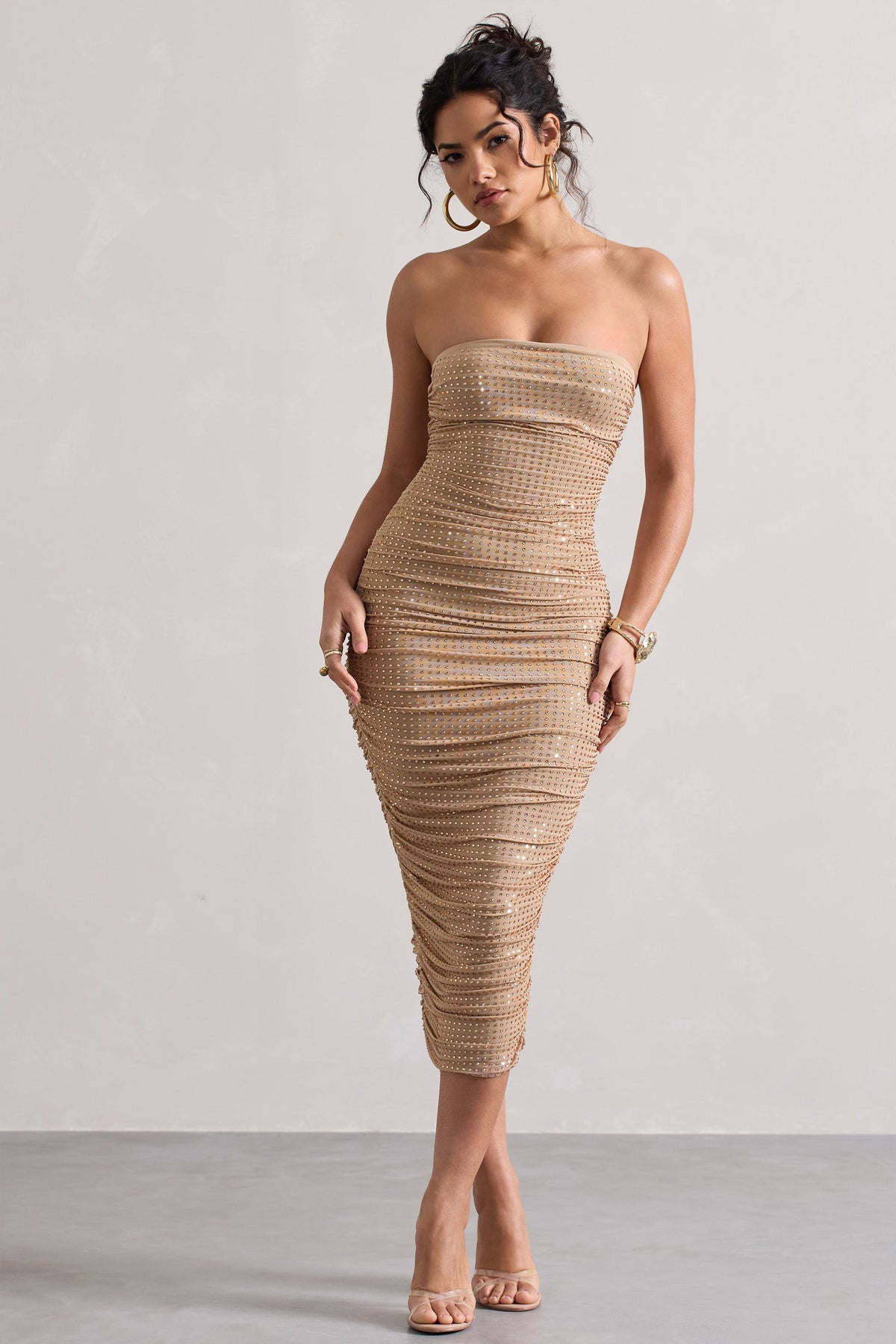 Astro | Goldverzierte Bandeau-Midikleid