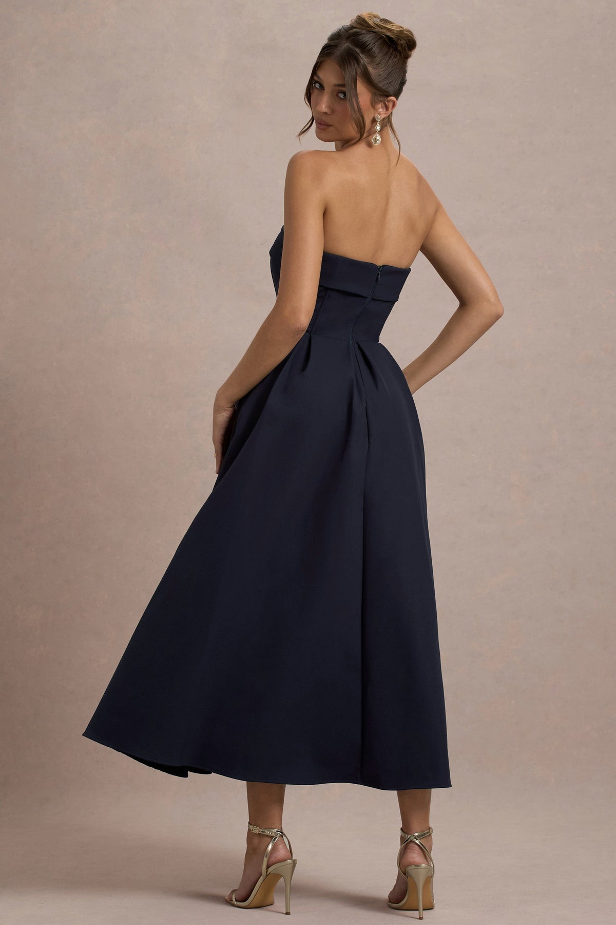Annalise | Marinenblaues Bandeau-Skater-Midikleid