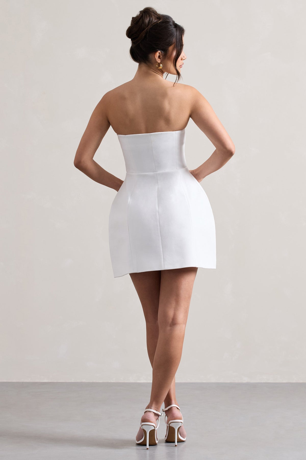 Anniston | Weißes Bandeau-Tailored-Kleid mit Knöpfen im Mini-Stil