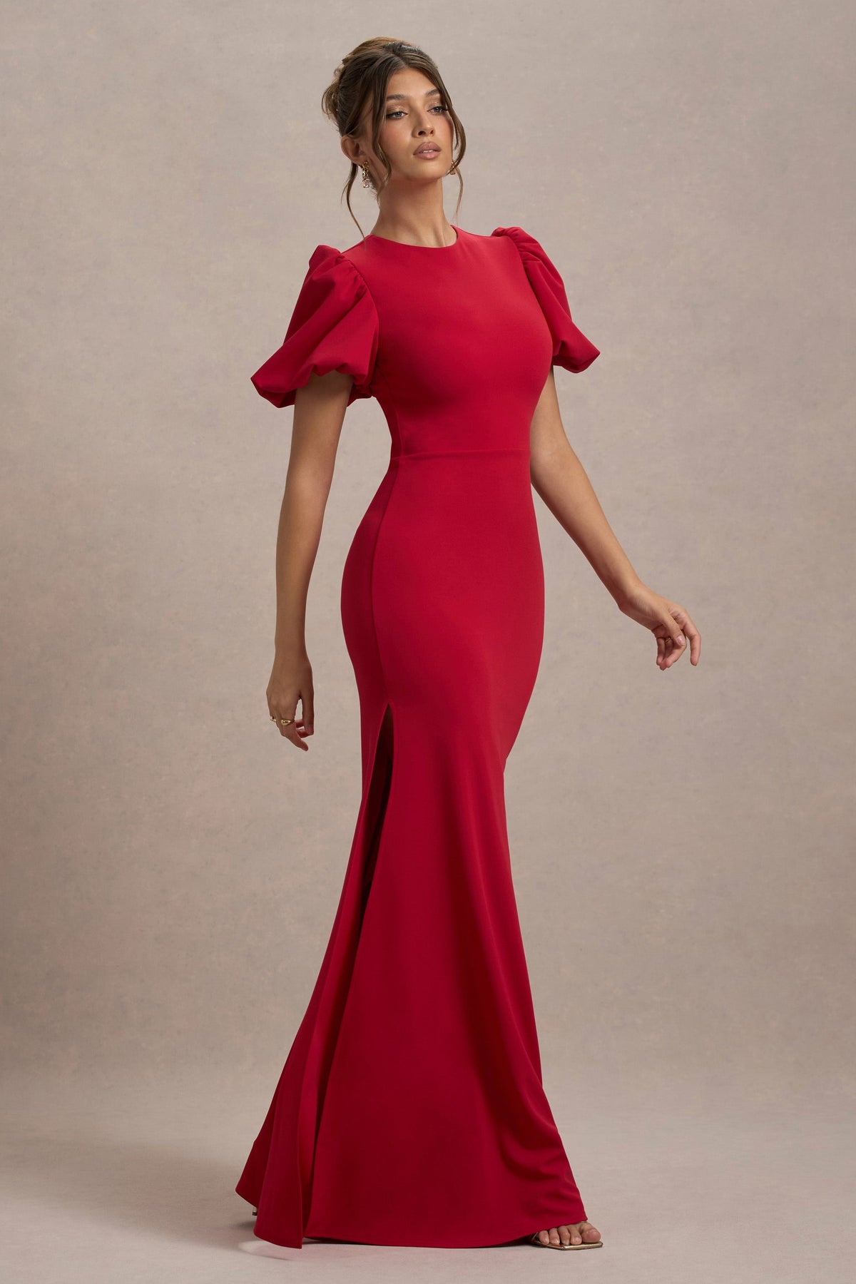 Love Letters | Rotes Maxikleid mit Puffärmeln
