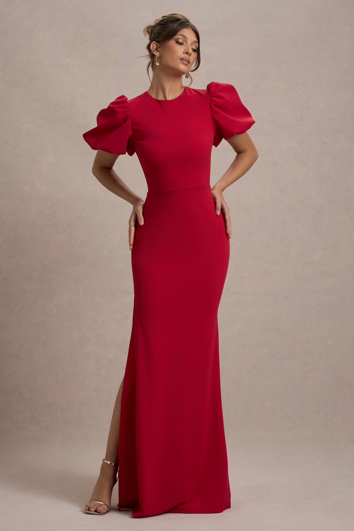 Love Letters | Rotes Maxikleid mit Puffärmeln