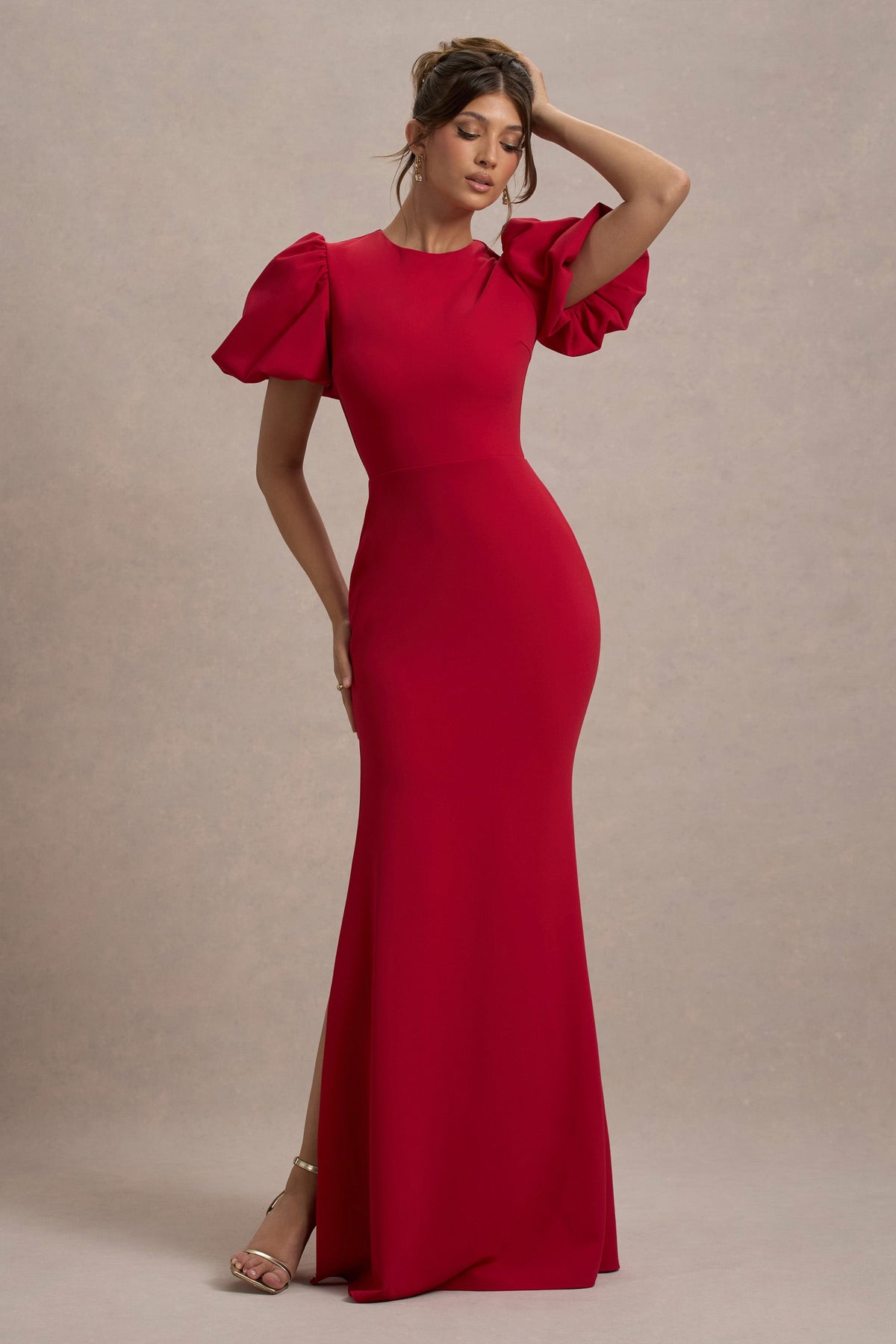 Love Letters | Rotes Maxikleid mit Puffärmeln