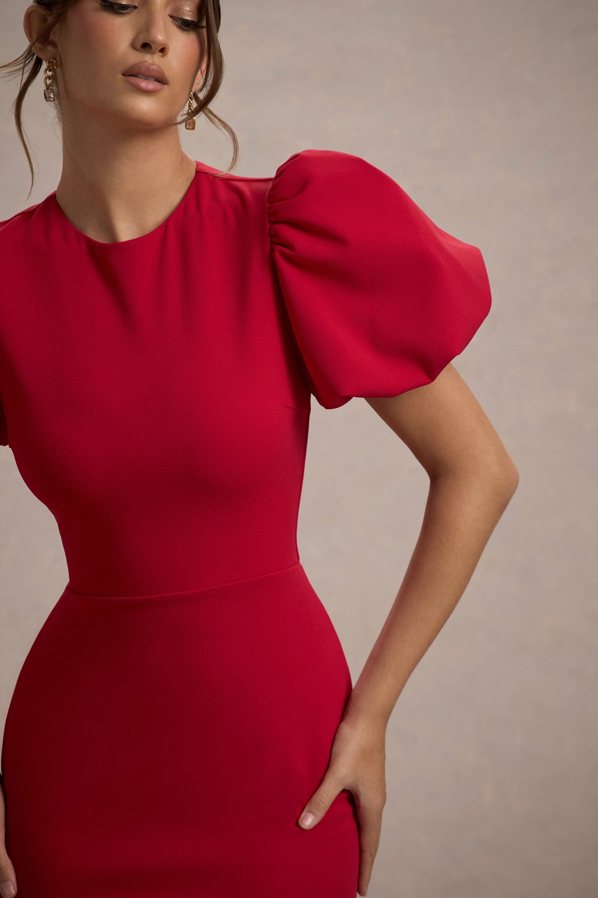 Love Letters | Rotes Maxikleid mit Puffärmeln
