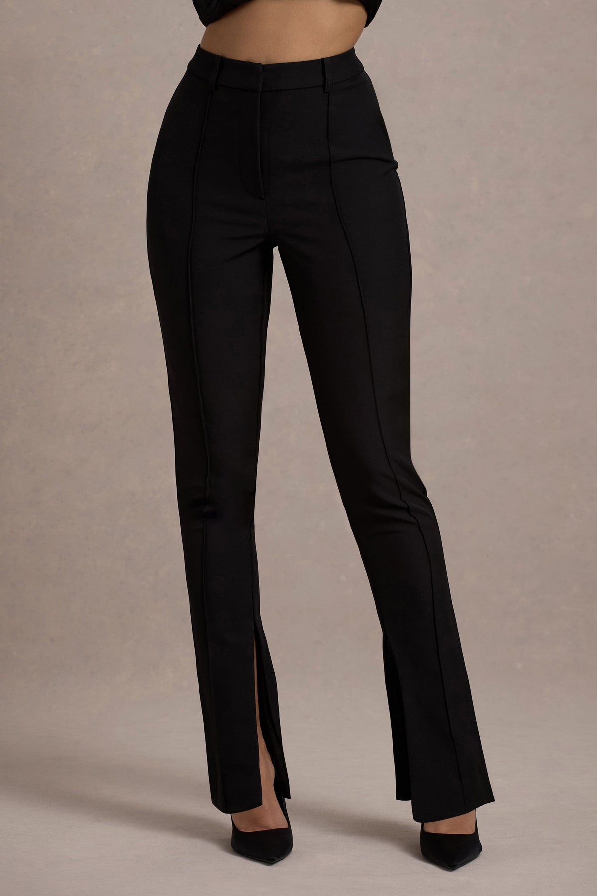 Wonder Woman | Schwarze High-Waist-Hose mit geradem Bein und Schlitz am Saum