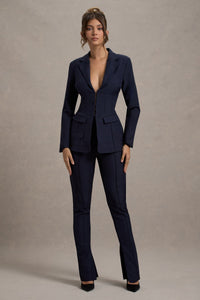 Wonder Woman | Navy High Waist Gerade Hose mit Schlitz am Saum