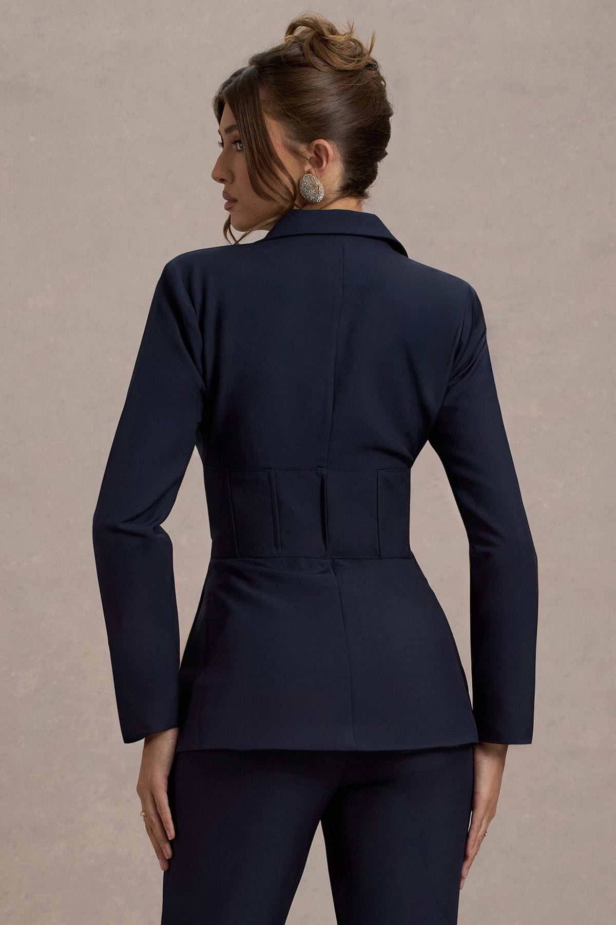 Unbeaten | Marineblauer taillierter Korsett-Blazer.