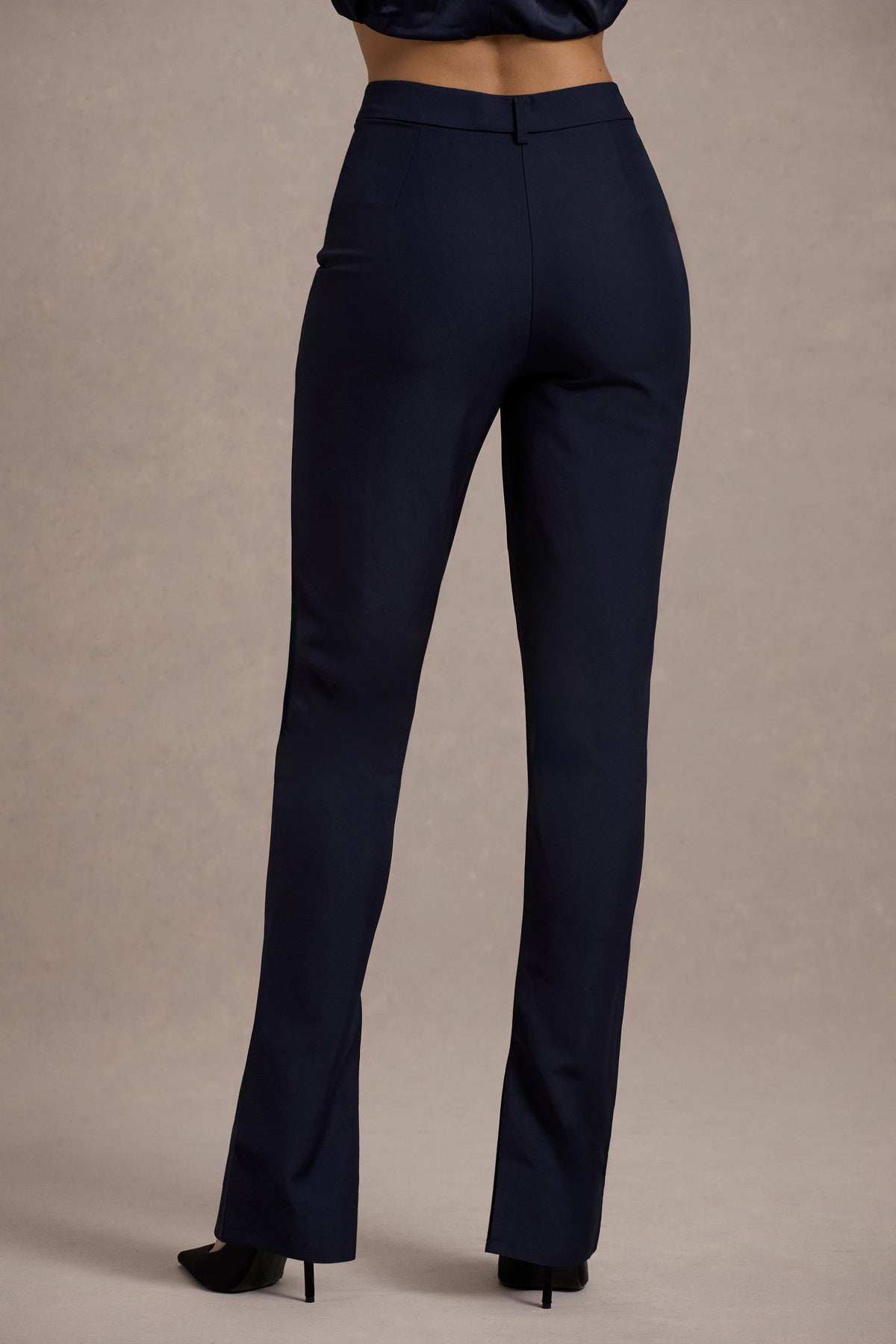 Wonder Woman | Navy High Waist Gerade Hose mit Schlitz am Saum