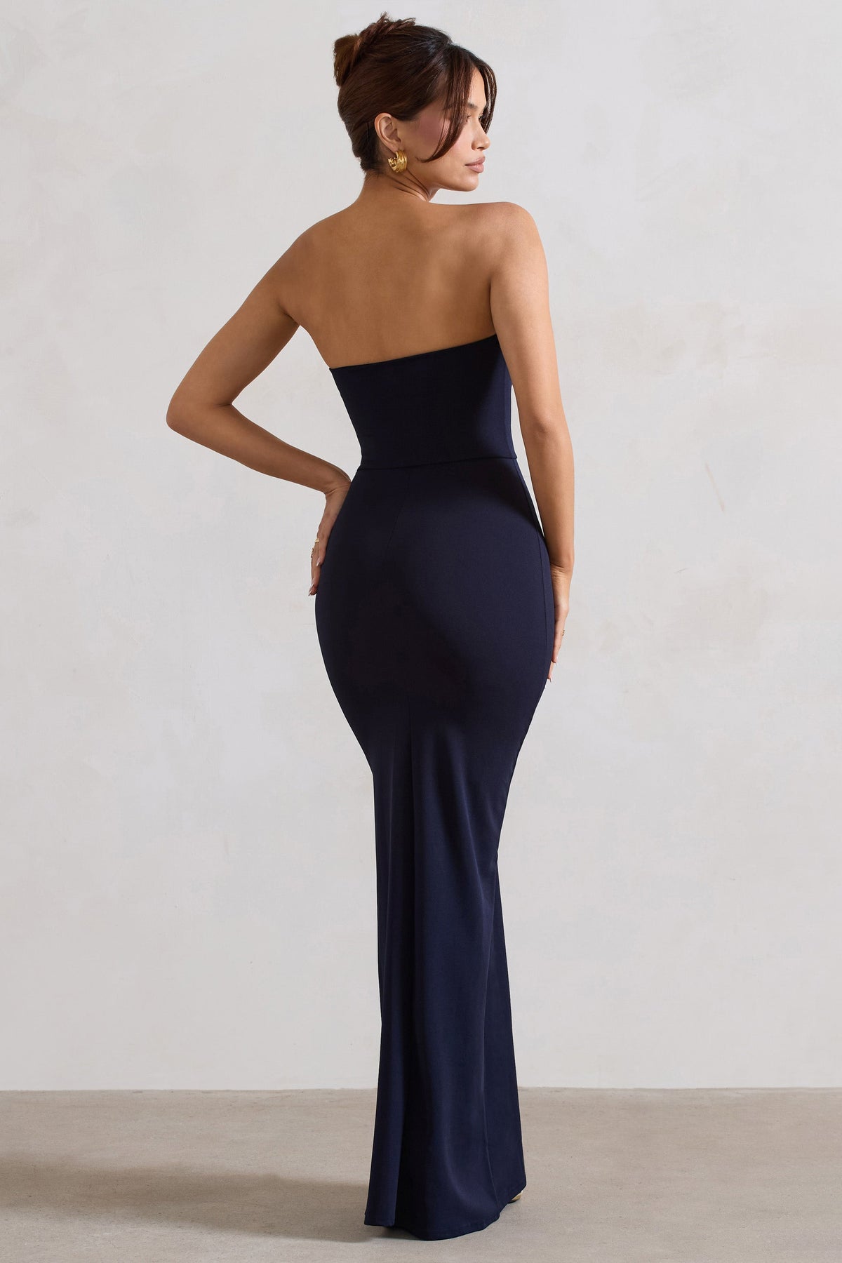 Belle of The Ball | Marineblaues Bandeau-Maxikleid mit Schlitzsaum