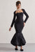 London | Schwarzes Maxikleid mit Sweetheart-Ausschnitt und Volumen-Saum