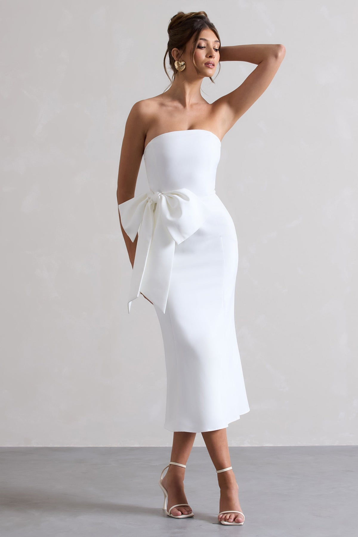 To Me | Weißes Bandeau-Midikleid mit Großer Schleife