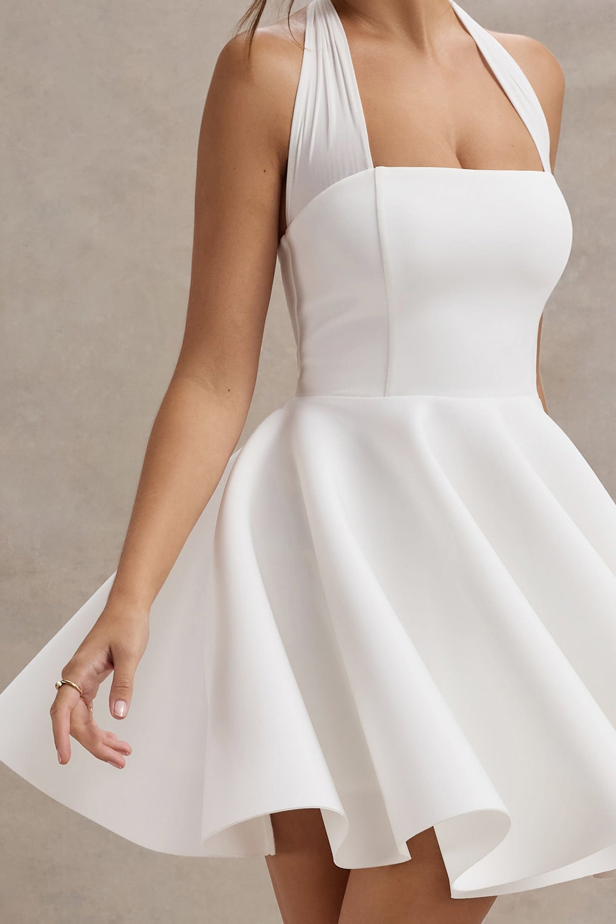 Peggy | Weißes Skater-Minikleid mit Halterneck