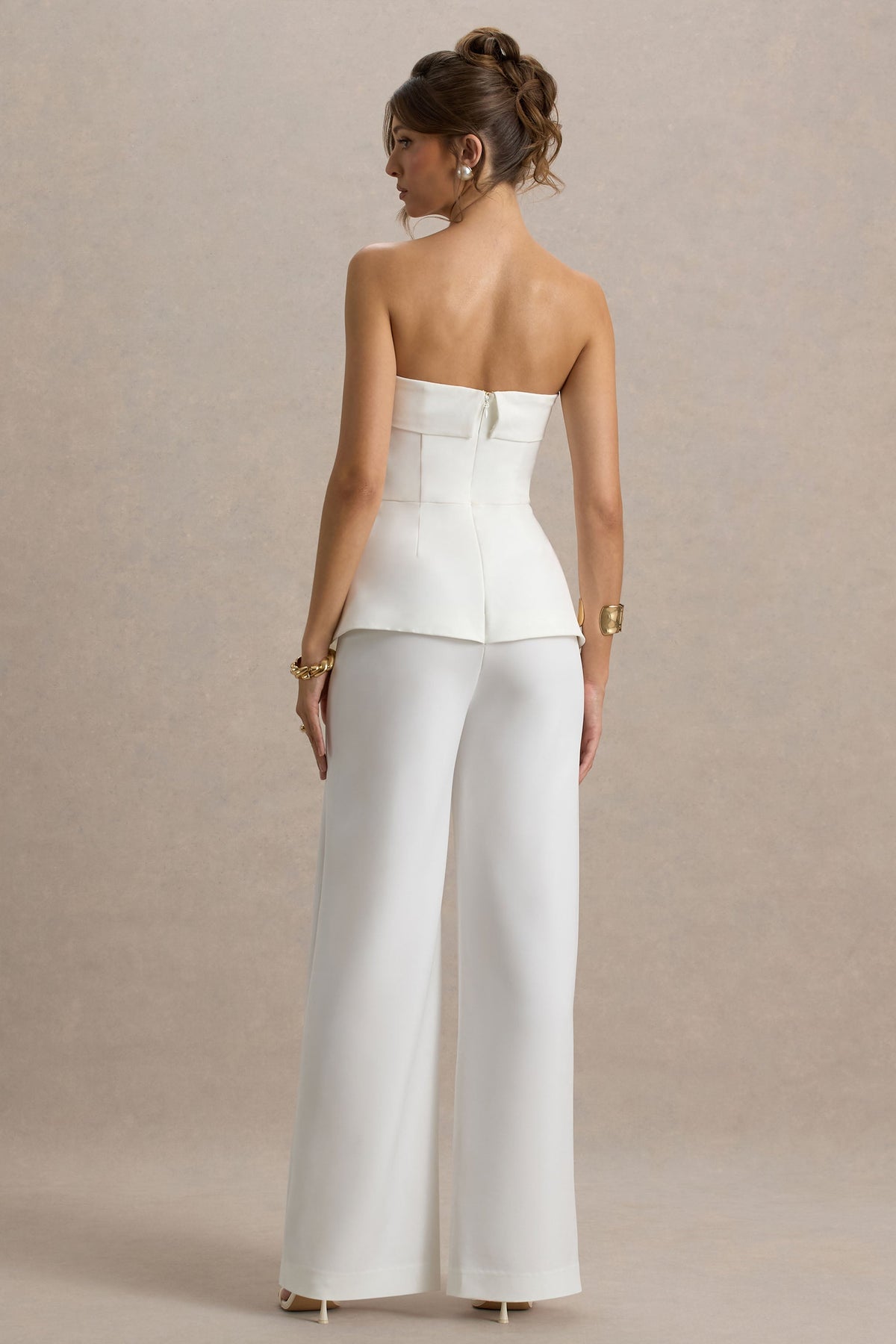 Noemi | Weißer Bandeau-Tailored-Jumpsuit