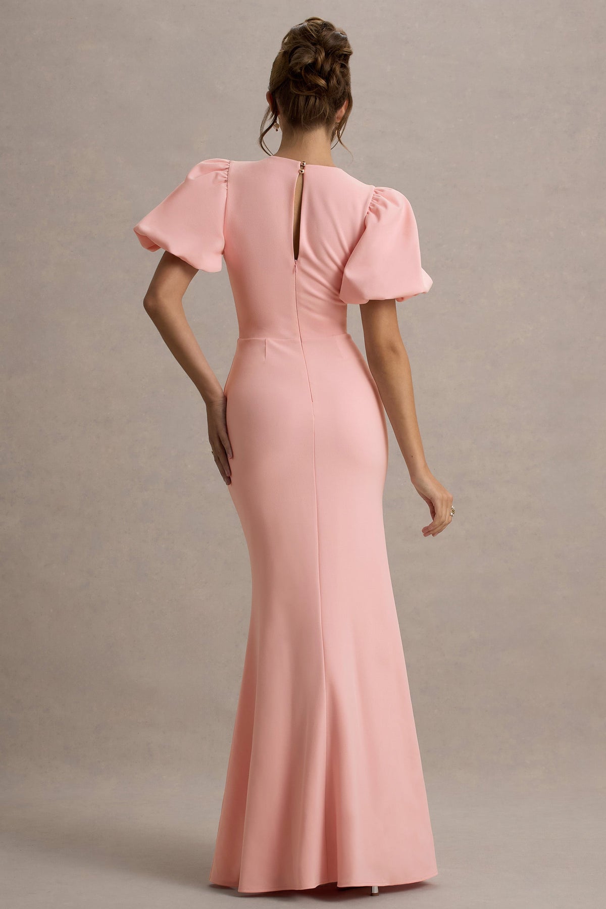 Love Letters | Rosa Maxikleid mit Puffärmeln