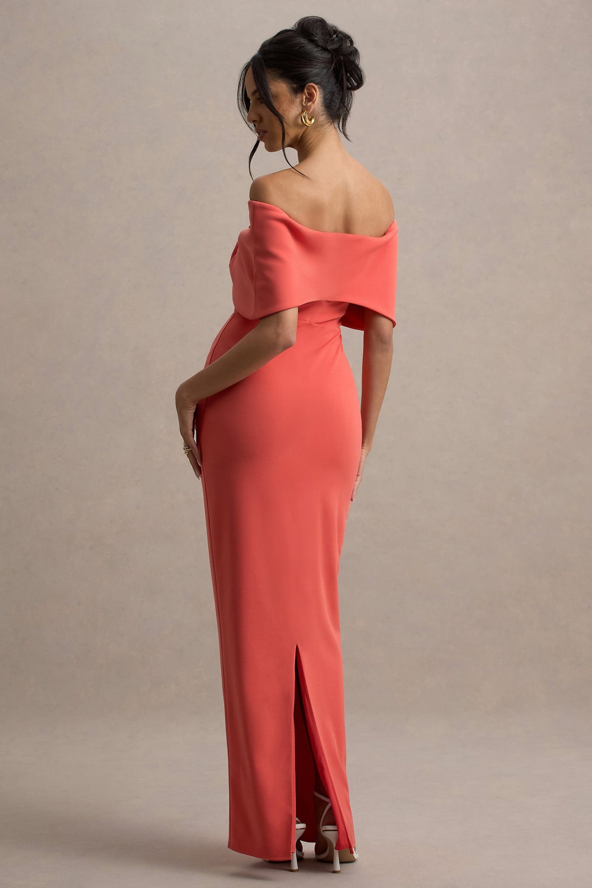 Cornelia | Oranges trägerloses Maxikleid mit Großer Schleife