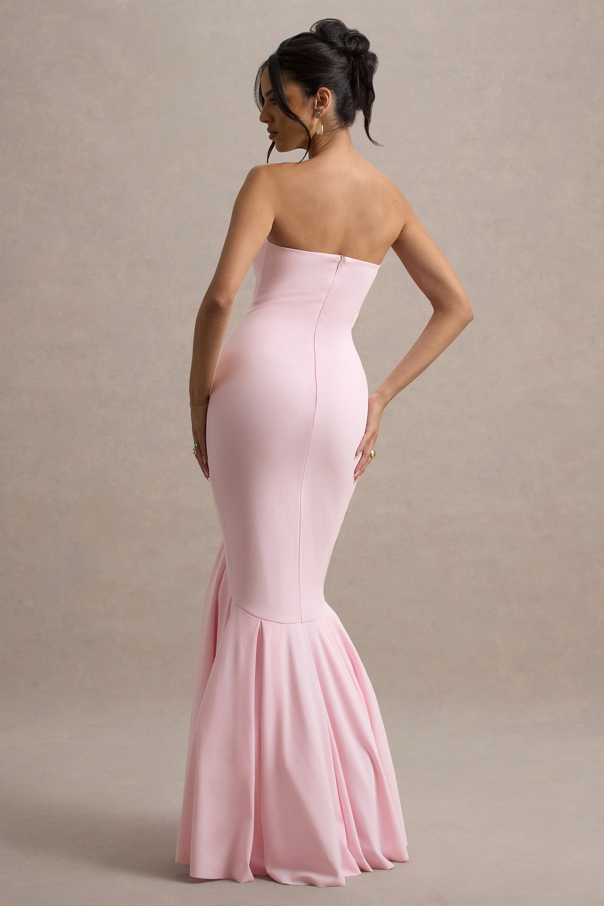 Angela | Pinkfarbenes Bandeau-Maxikleid mit Fischschwanz-Schnitt