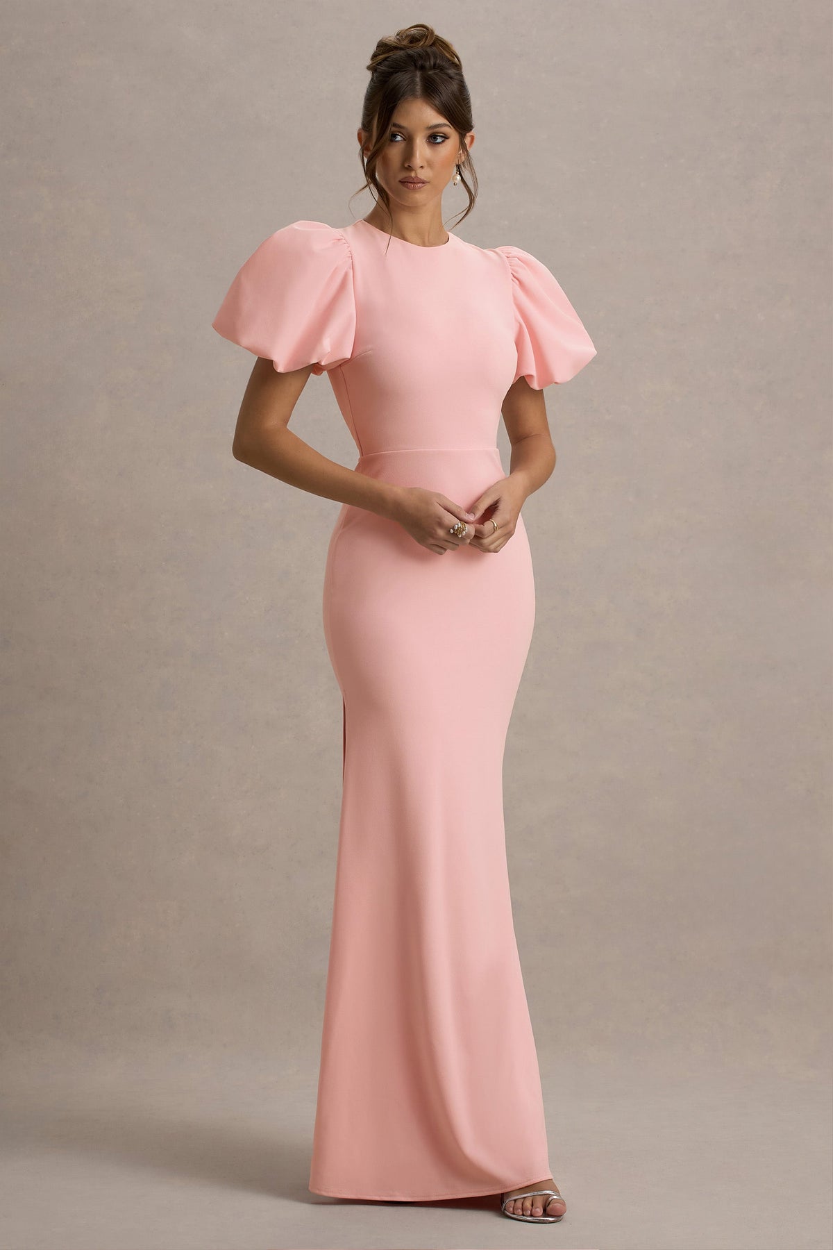 Love Letters | Rosa Maxikleid mit Puffärmeln