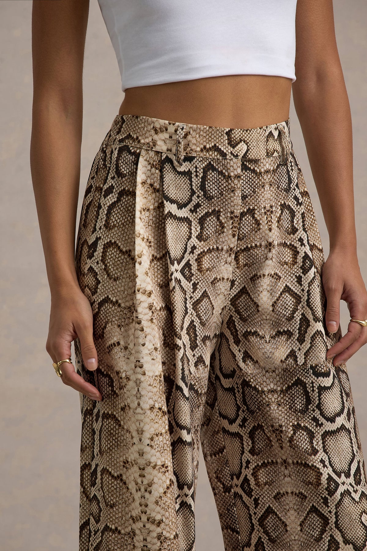 Shaniya | Schlangenprint-Hose mit weitem Bein