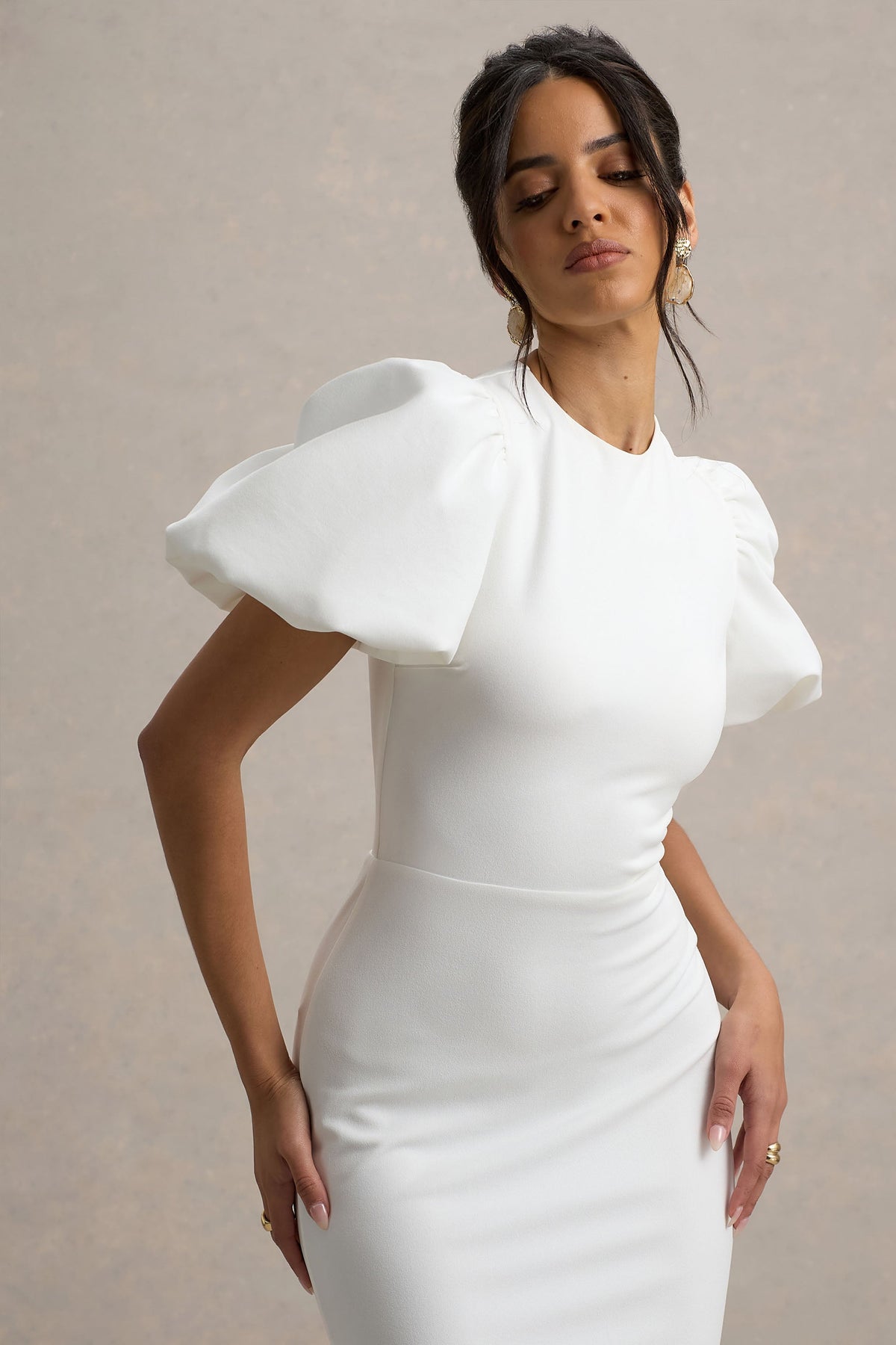 Love Letters | Weißes Maxikleid mit Puffärmeln