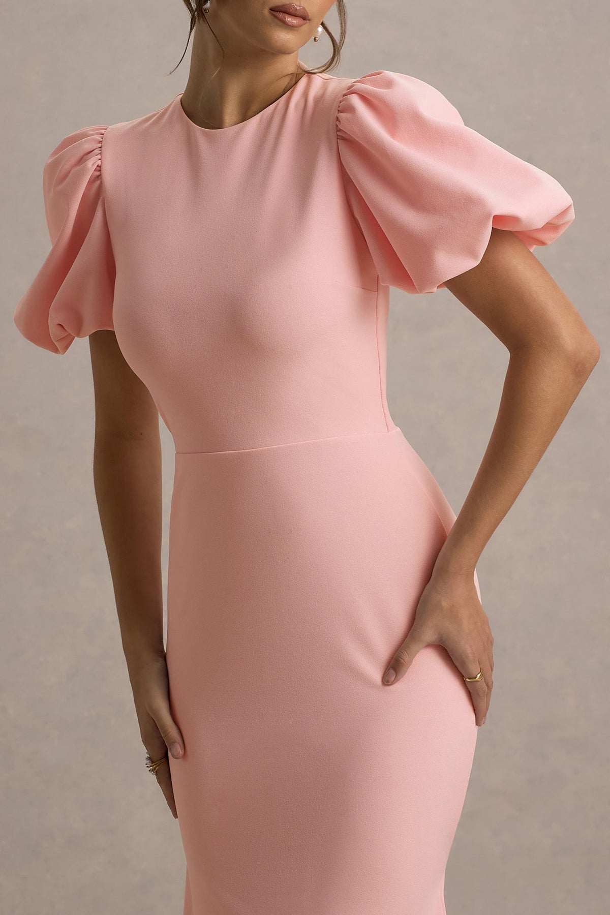 Love Letters | Rosa Maxikleid mit Puffärmeln