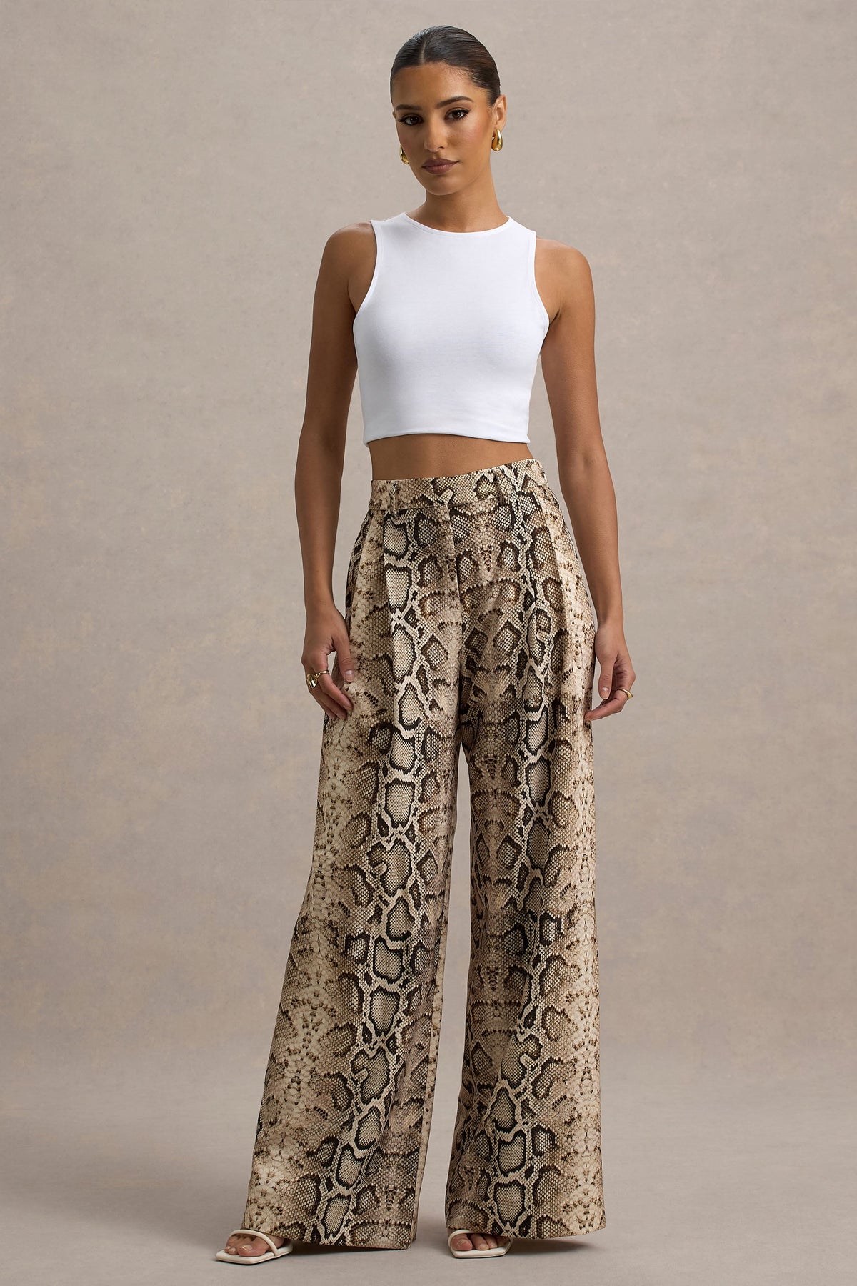 Shaniya | Schlangenprint-Hose mit weitem Bein