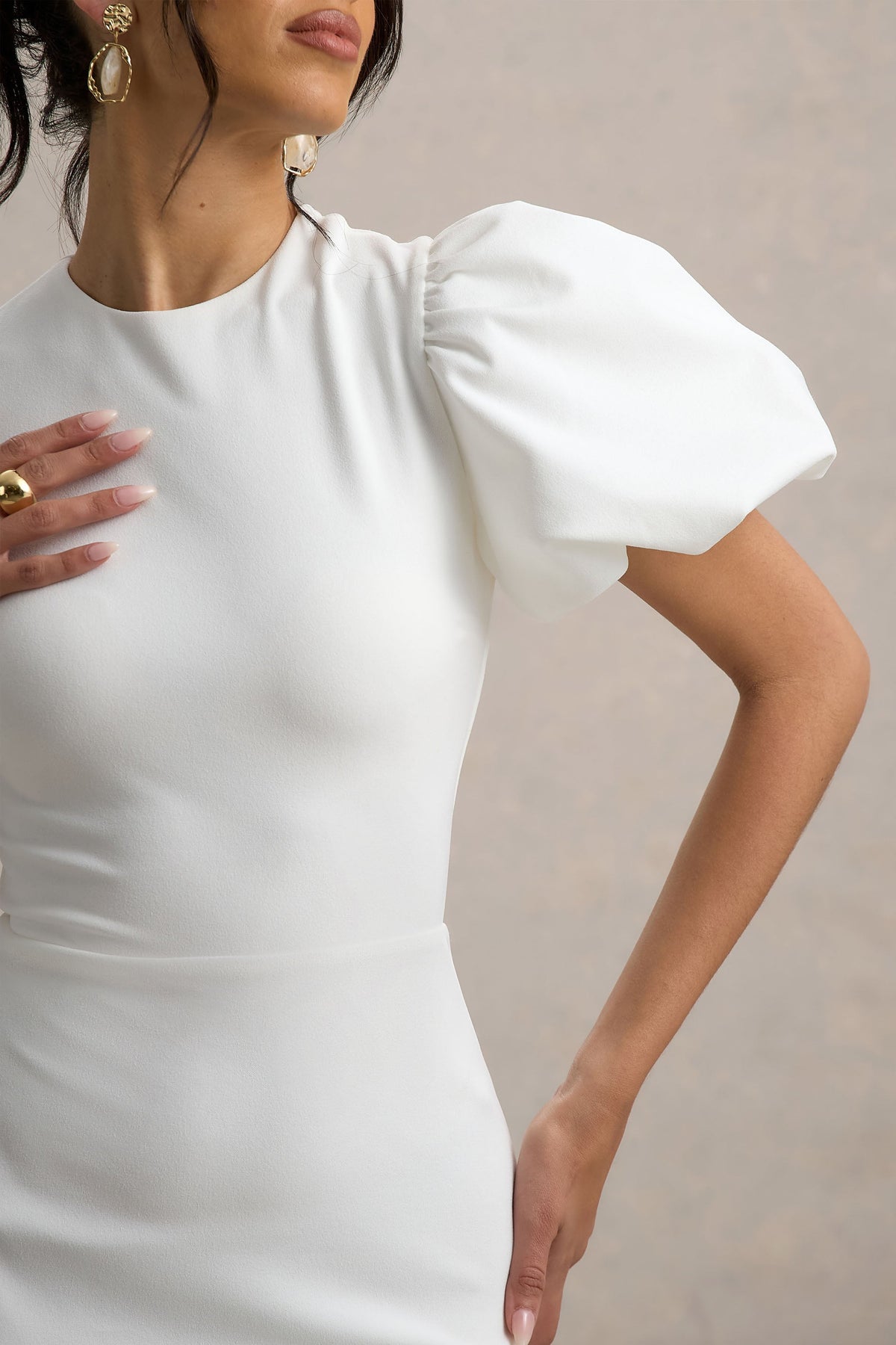 Love Letters | Weißes Maxikleid mit Puffärmeln