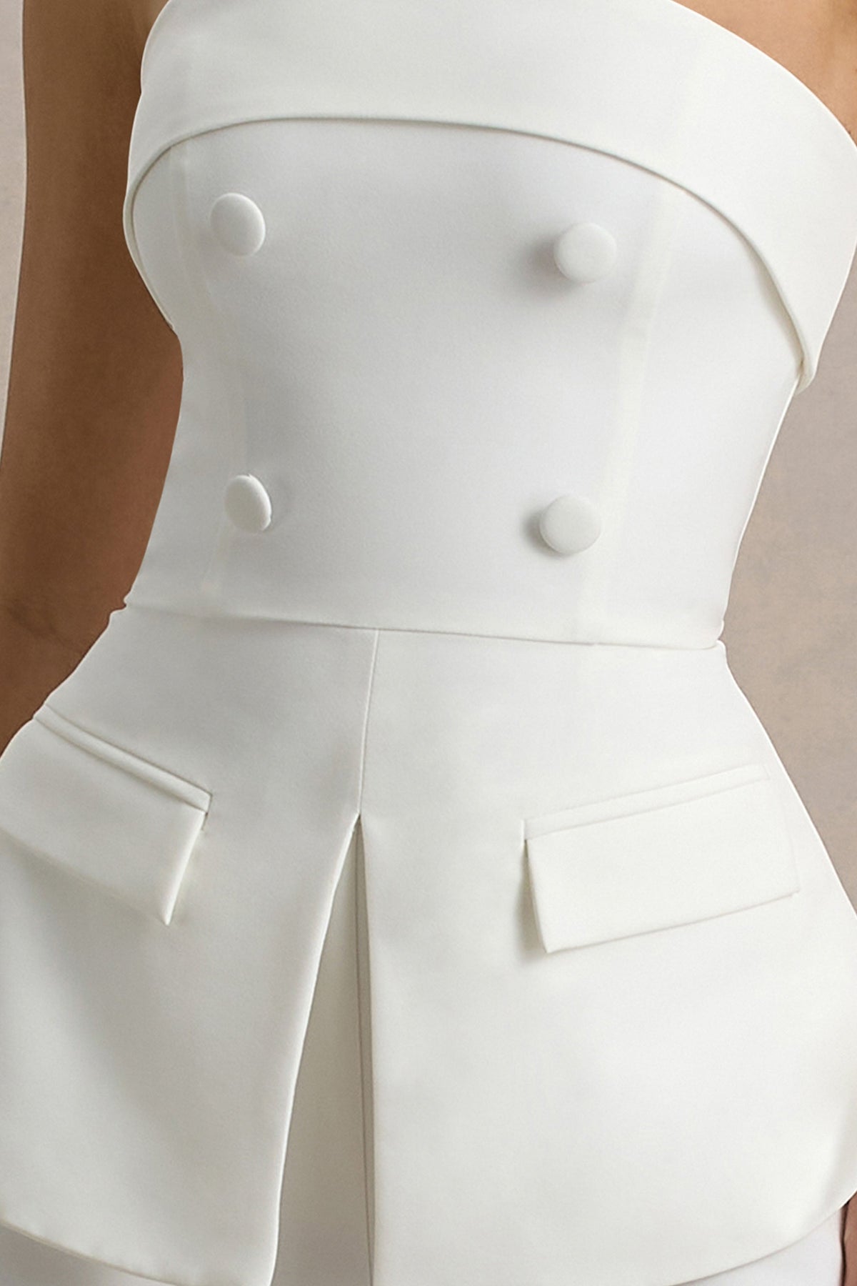 Noemi | Weißer Bandeau-Tailored-Jumpsuit