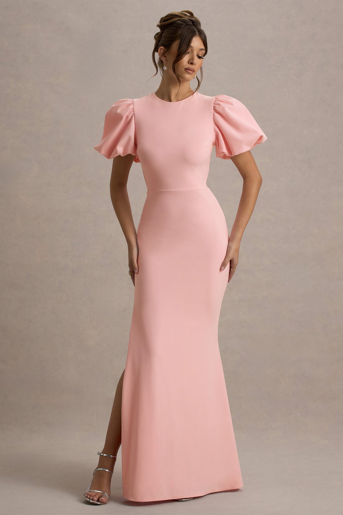Love Letters | Rosa Maxikleid mit Puffärmeln