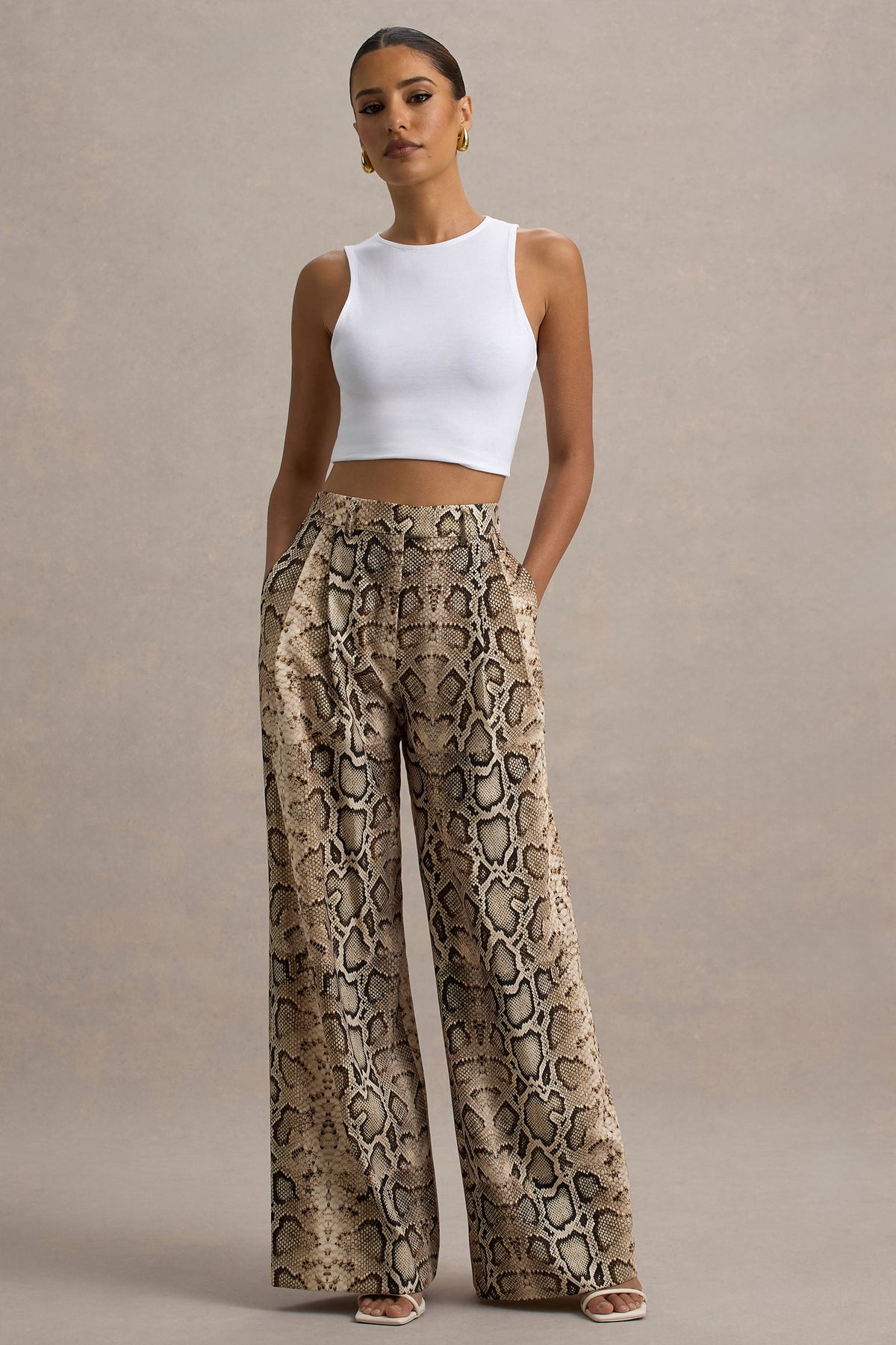 Shaniya | Schlangenprint-Hose mit weitem Bein