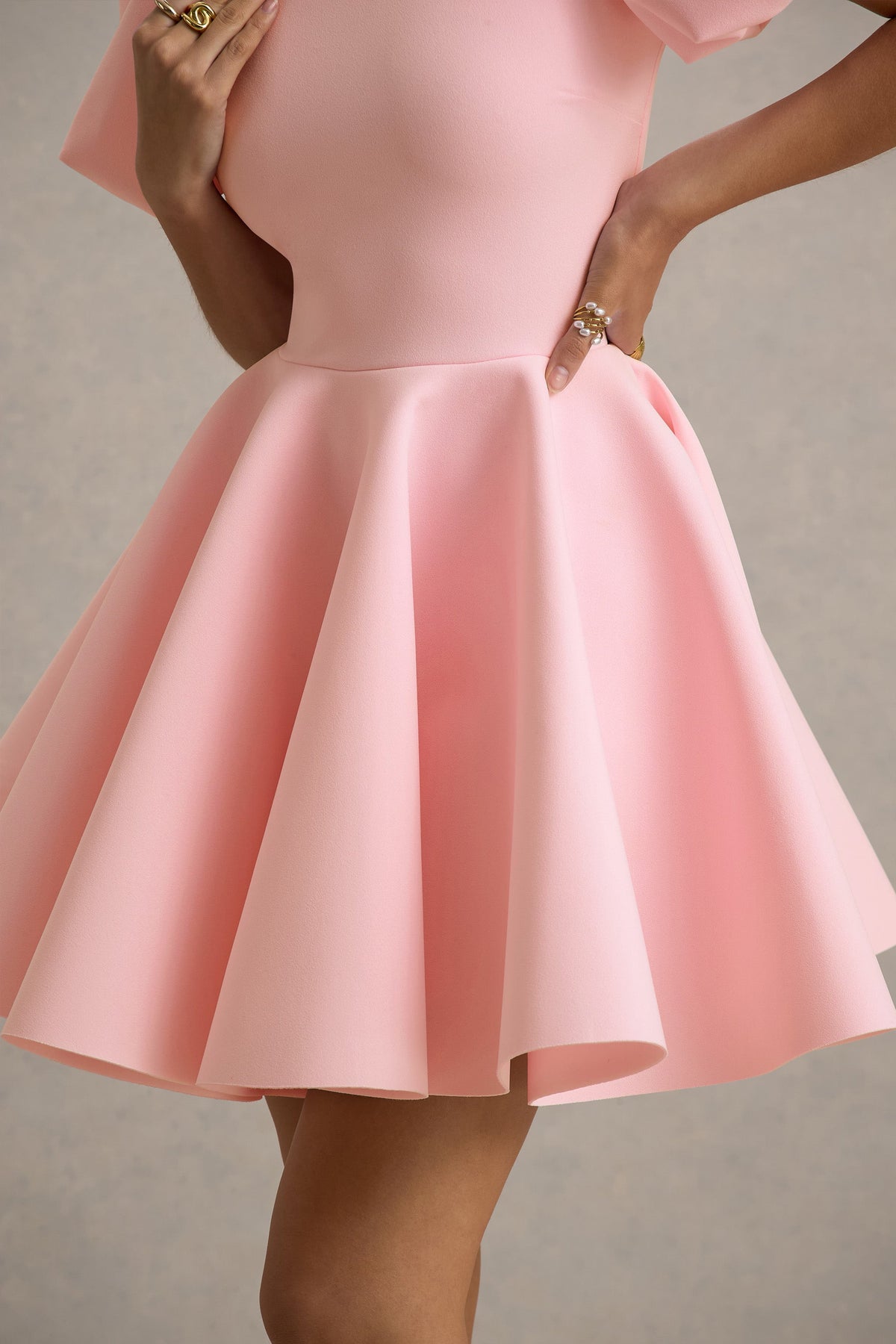 Emelia | Rosa Skaterkleid mit Puffärmeln