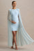 Charlene | Puderblaues Umstands-Minikleid mit hohem Kragen und Mesh-Cape
