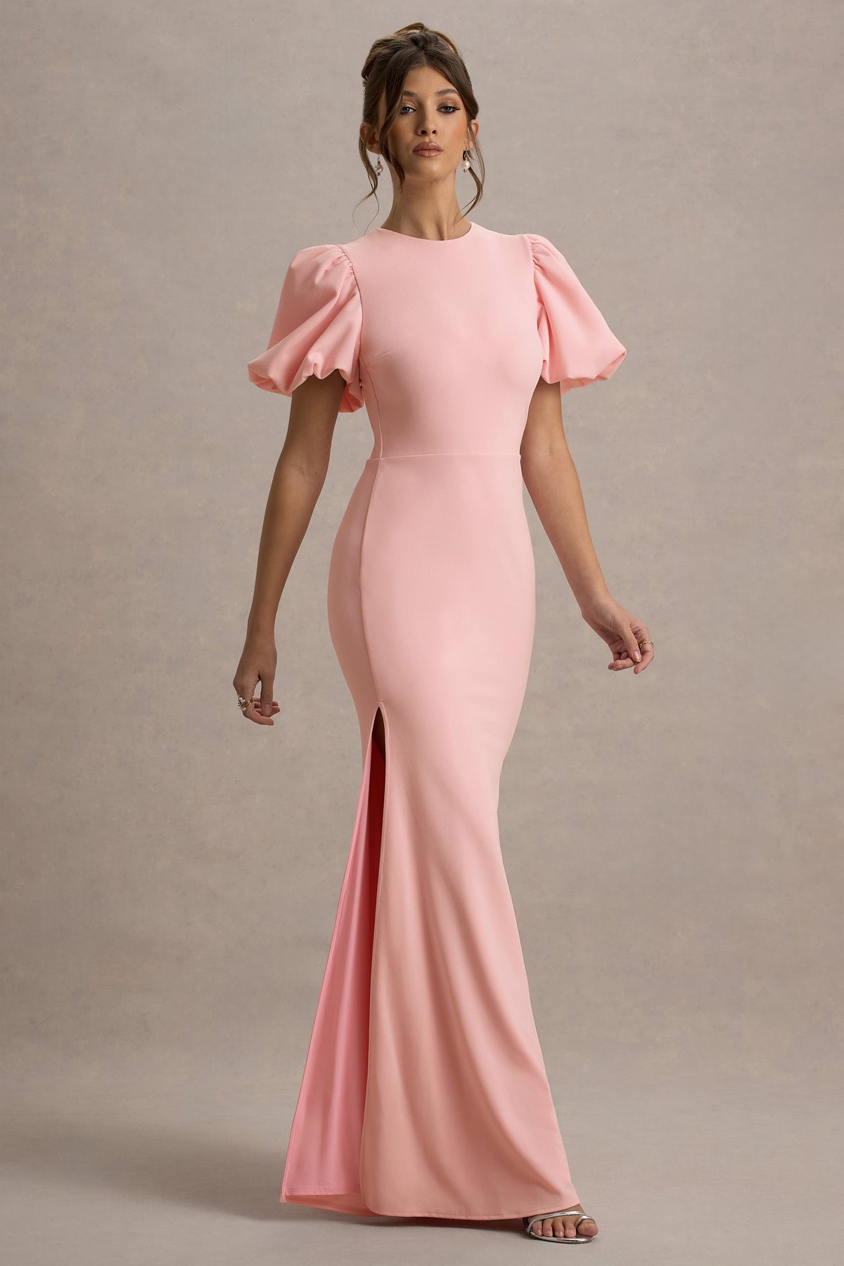 Love Letters | Rosa Maxikleid mit Puffärmeln