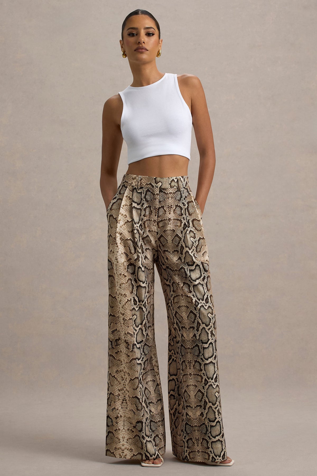 Shaniya | Schlangenprint-Hose mit weitem Bein
