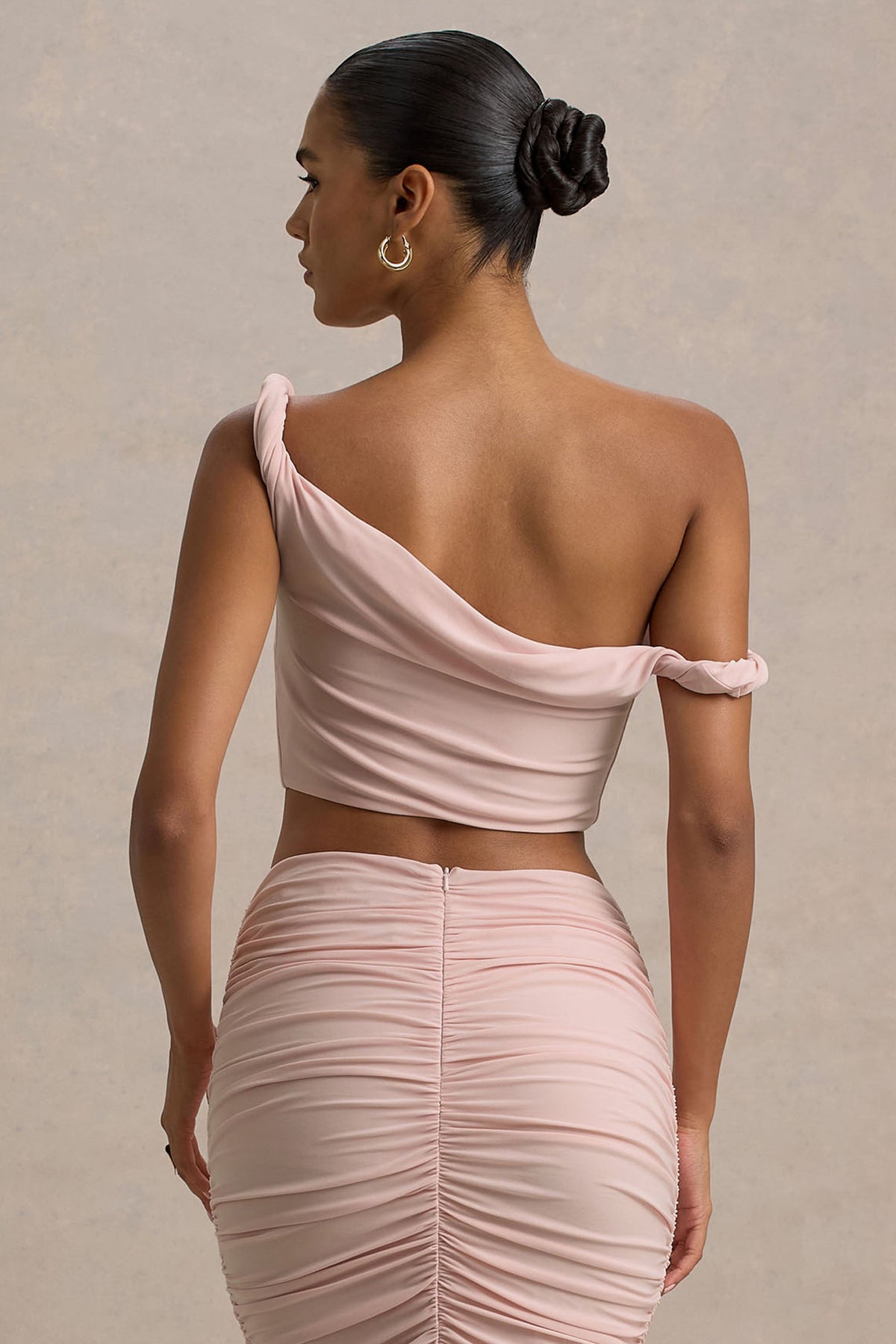 Ariel | Hellrosa Verdrehter Asymmetrischer Crop-Top