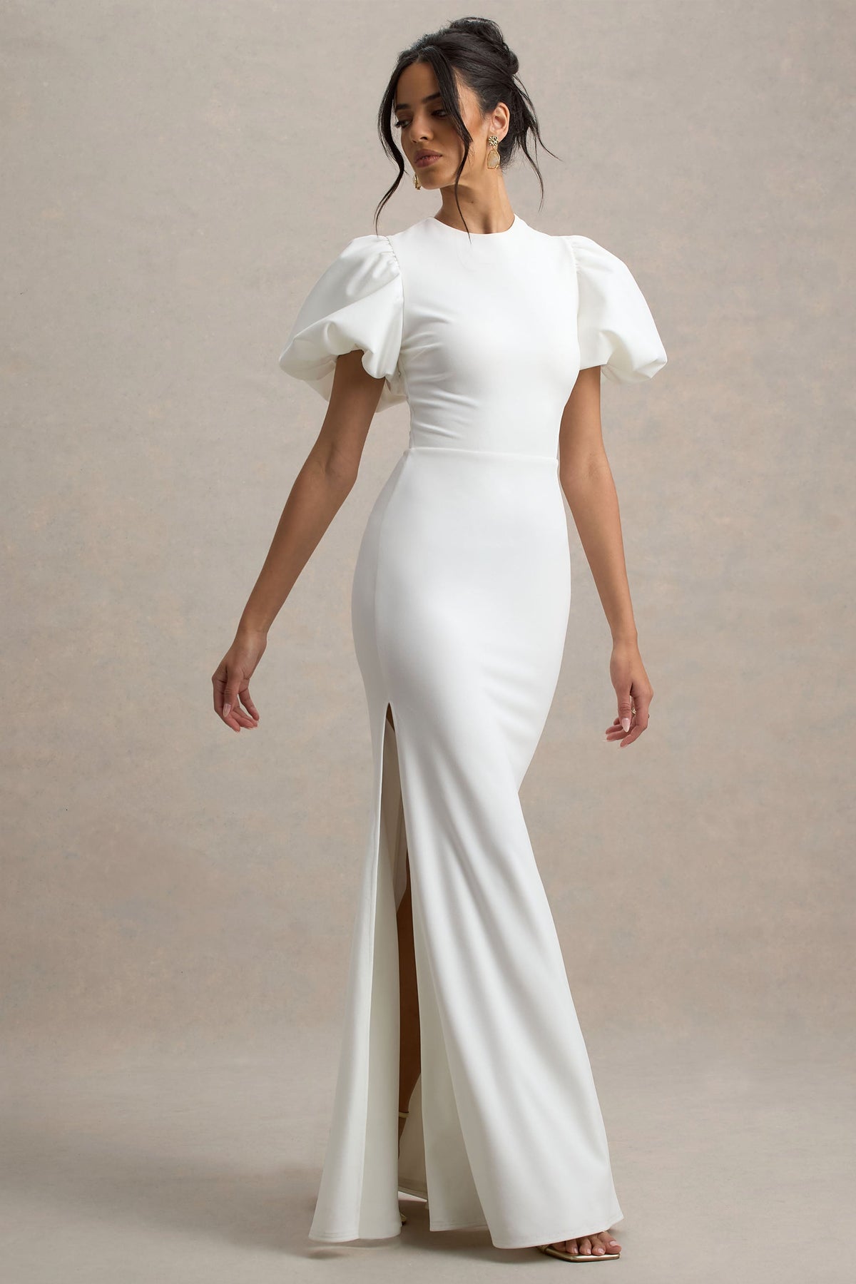 Love Letters | Weißes Maxikleid mit Puffärmeln