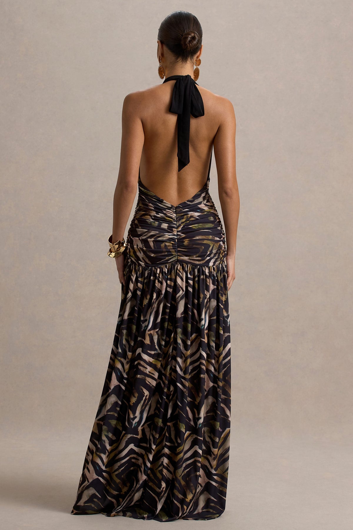 Ferreira | Maxikleid mit Zebramuster und tiefem Ausschnitt