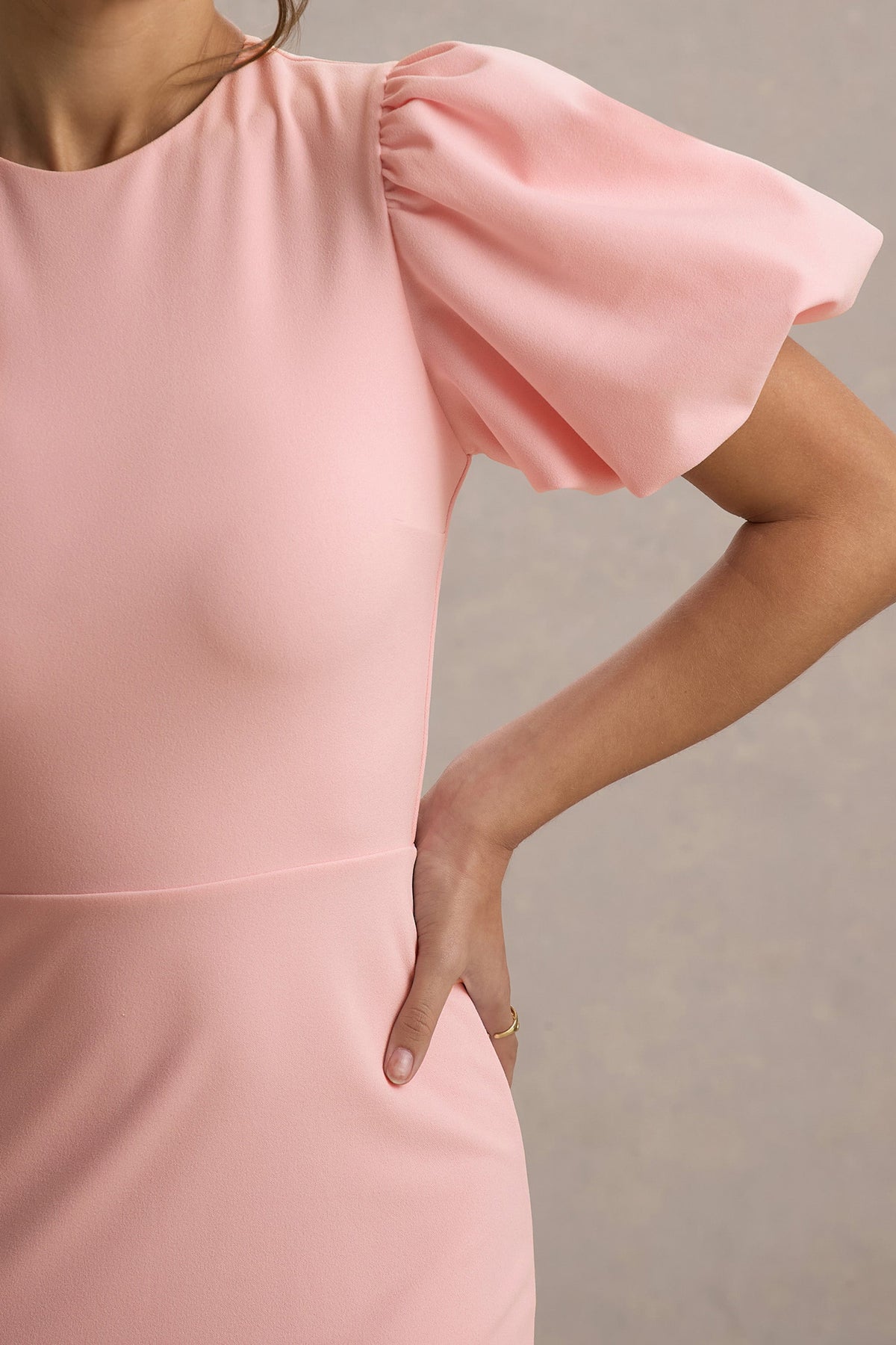 Love Letters | Rosa Maxikleid mit Puffärmeln