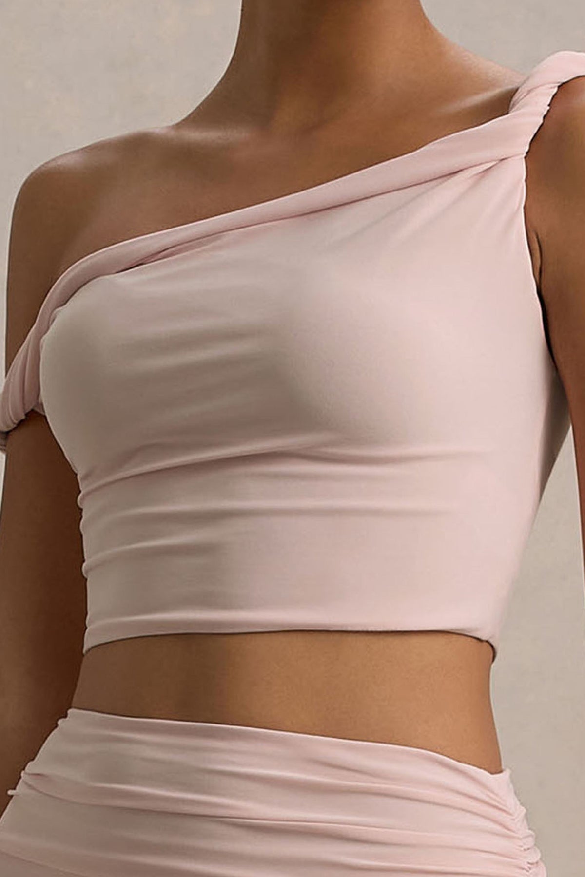 Ariel | Hellrosa Verdrehter Asymmetrischer Crop-Top
